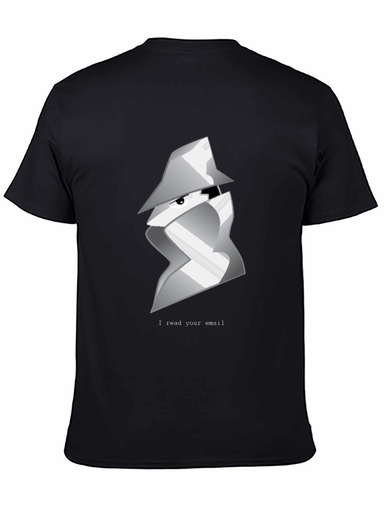 Black Spy Email Reader Graphic T-Shirt - Black view 4