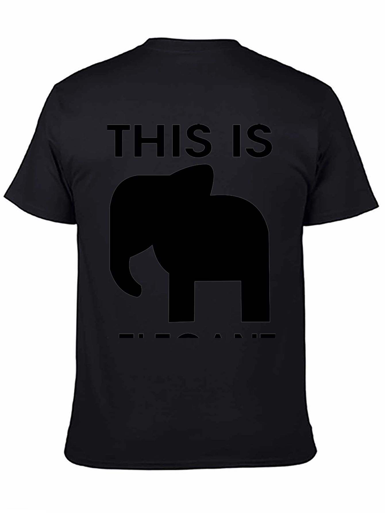 Black Elephant Pun Graphic Tee - This is ELEPHANT view 4