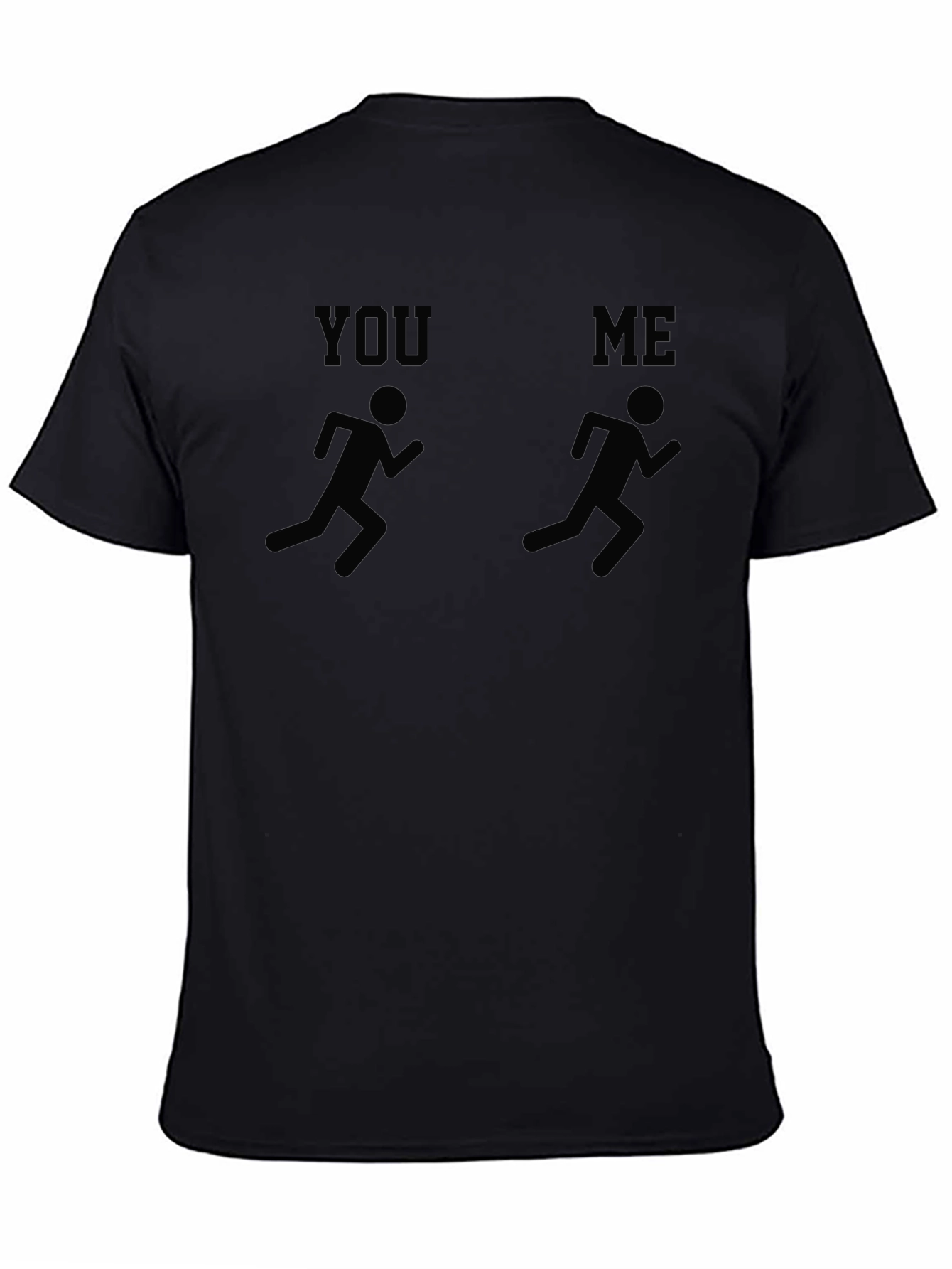 Black You vs Me Running Graphic Tee - Black Cotton Blend view 4