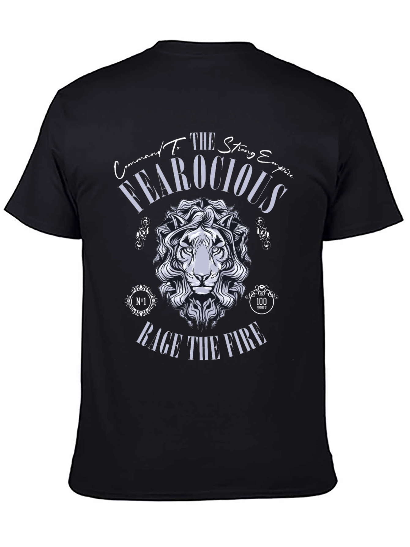 Black Fearocious Lion Graphic Print T-Shirt view 4