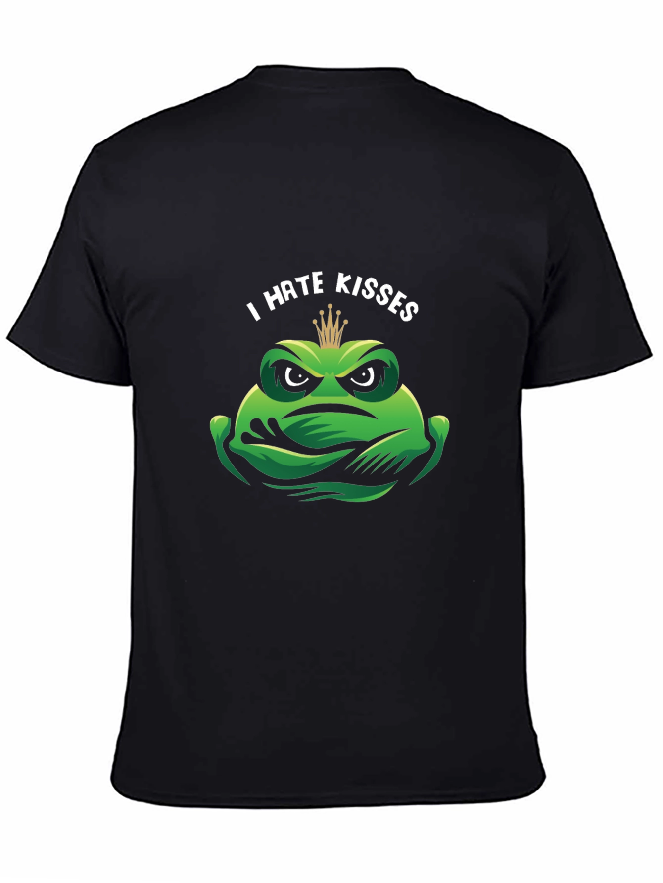 Black I Hate Kisses Frog Graphic T-Shirt view 4