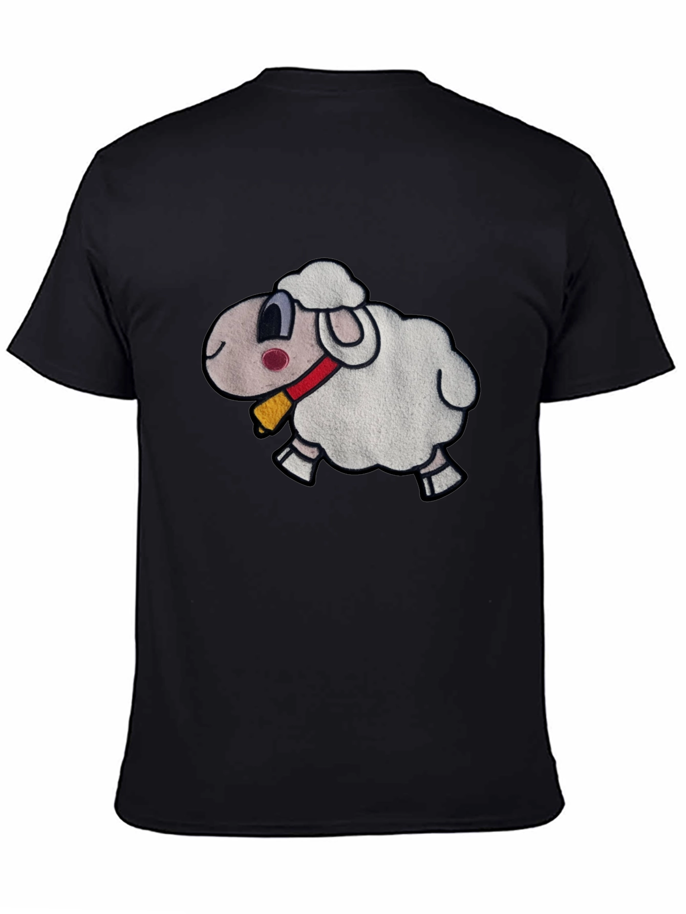 Black Cartoon Sheep Graphic Black T-Shirt view 4