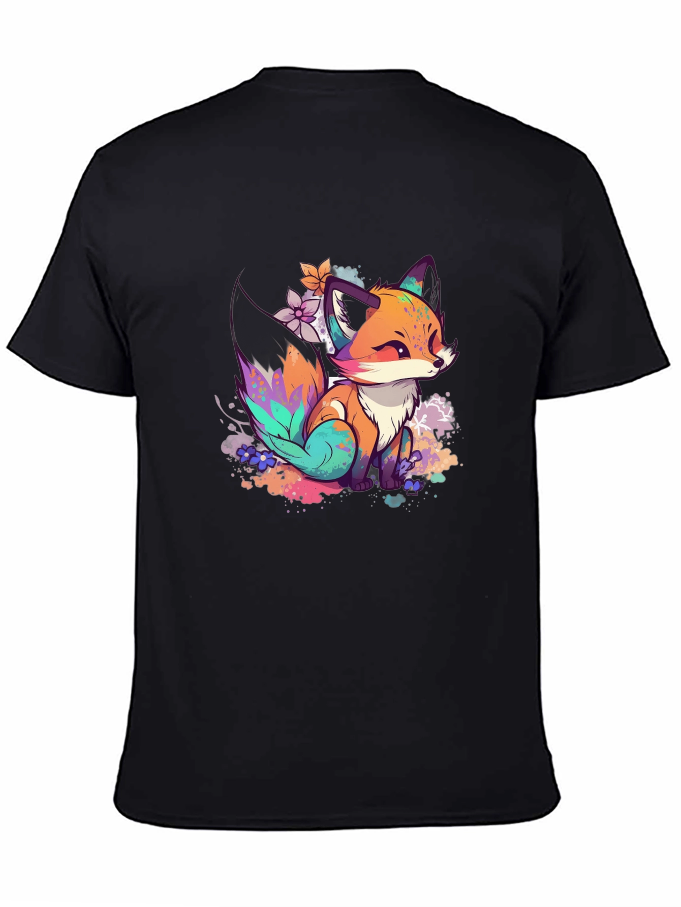 Black Fox Art Graphic Tee - Black view 4