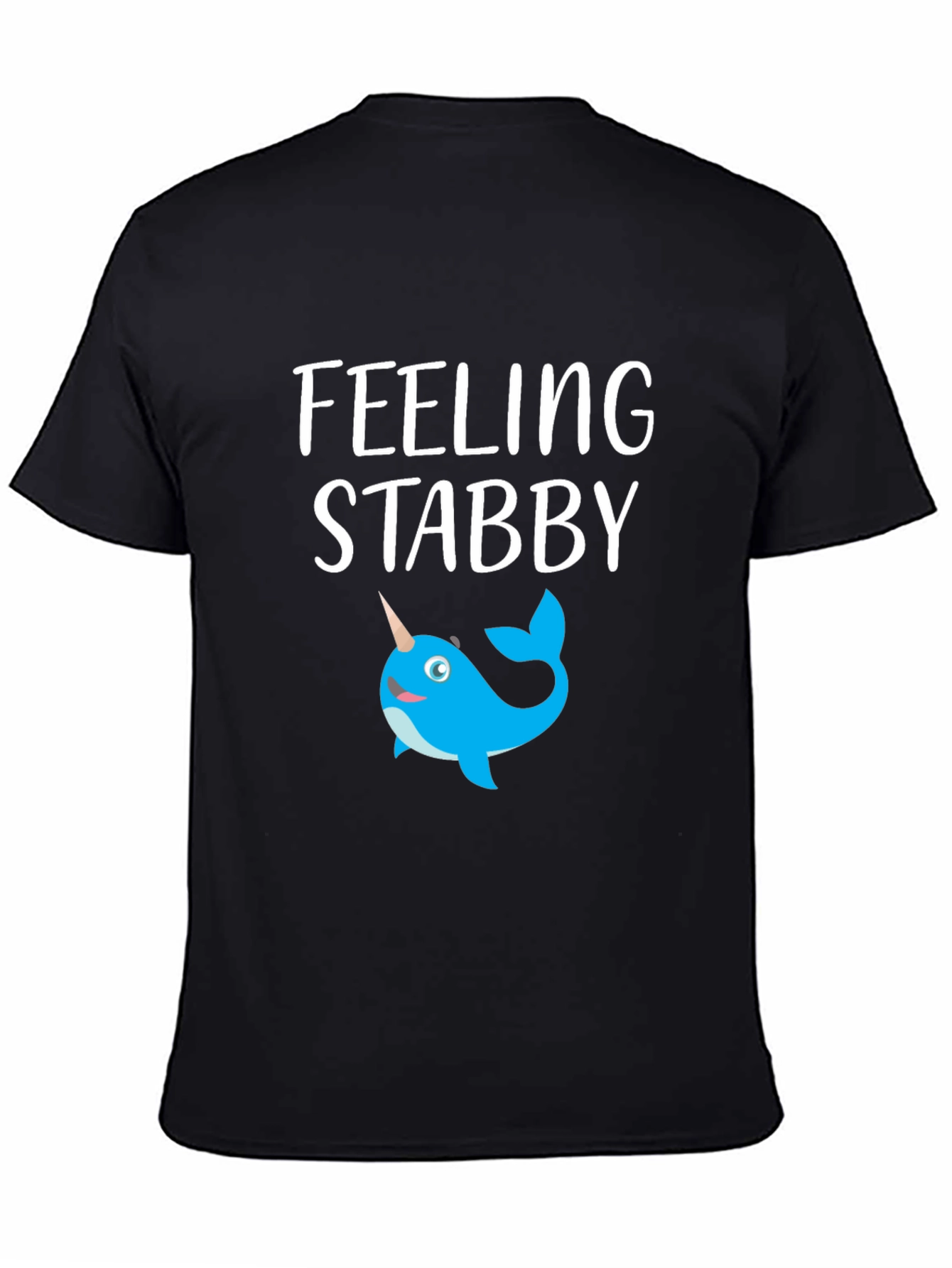 Black Feeling Stabby Narwhal Graphic T-Shirt - Black view 4