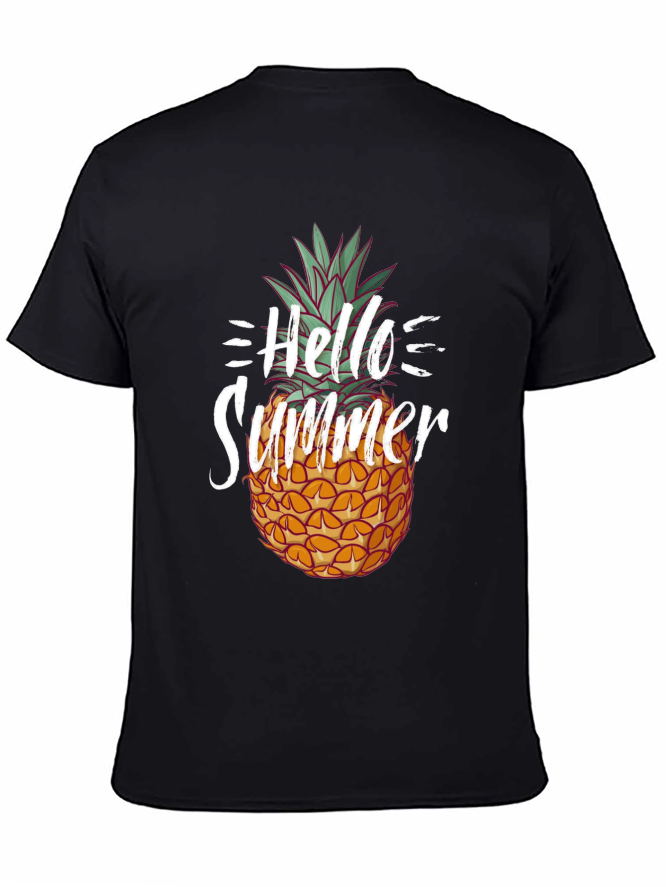 Black Hello Summer Pineapple Graphic Tee - Unisex view 4