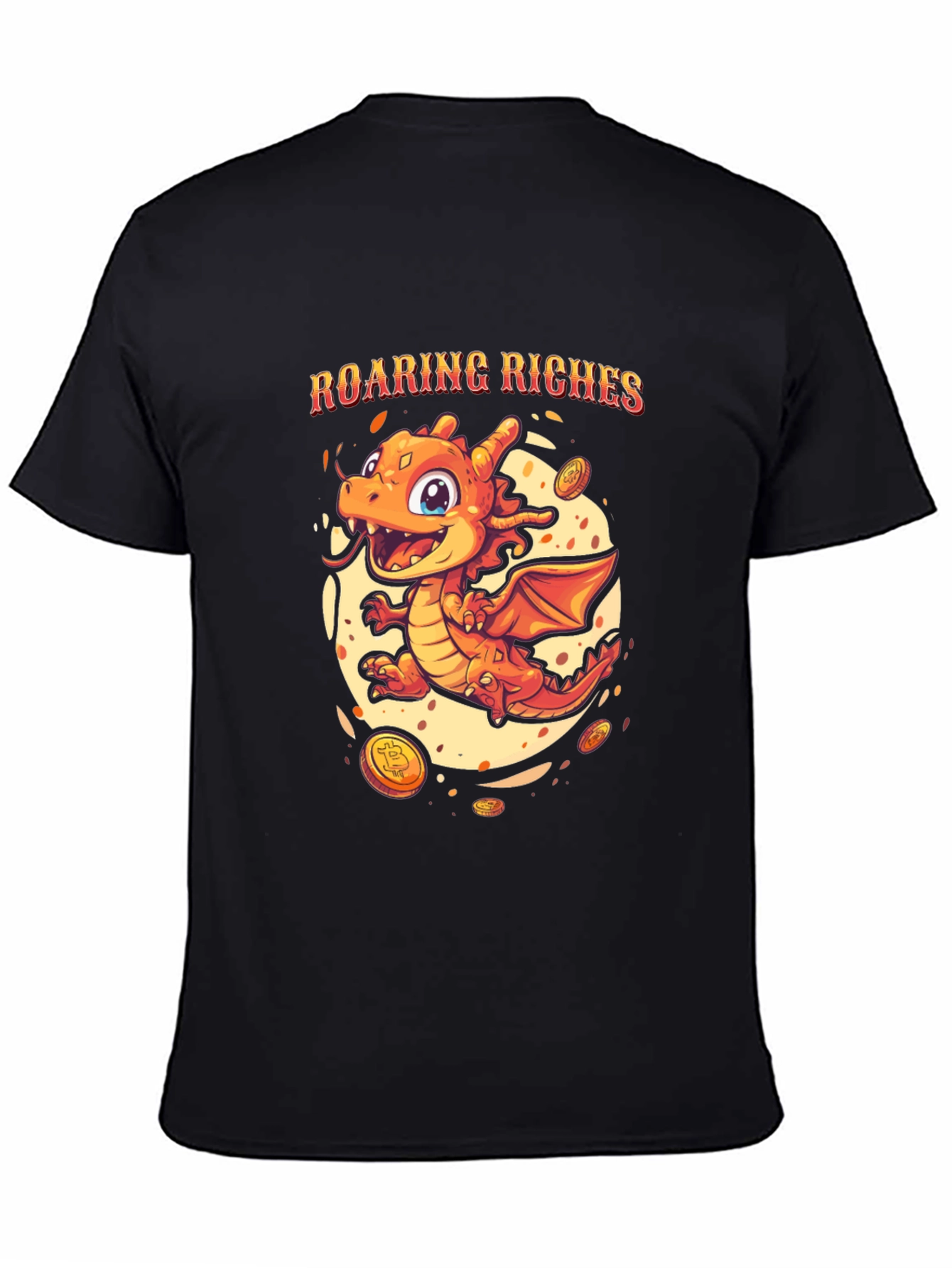 Black Roaring Riches Dragon Graphic T-Shirt view 4