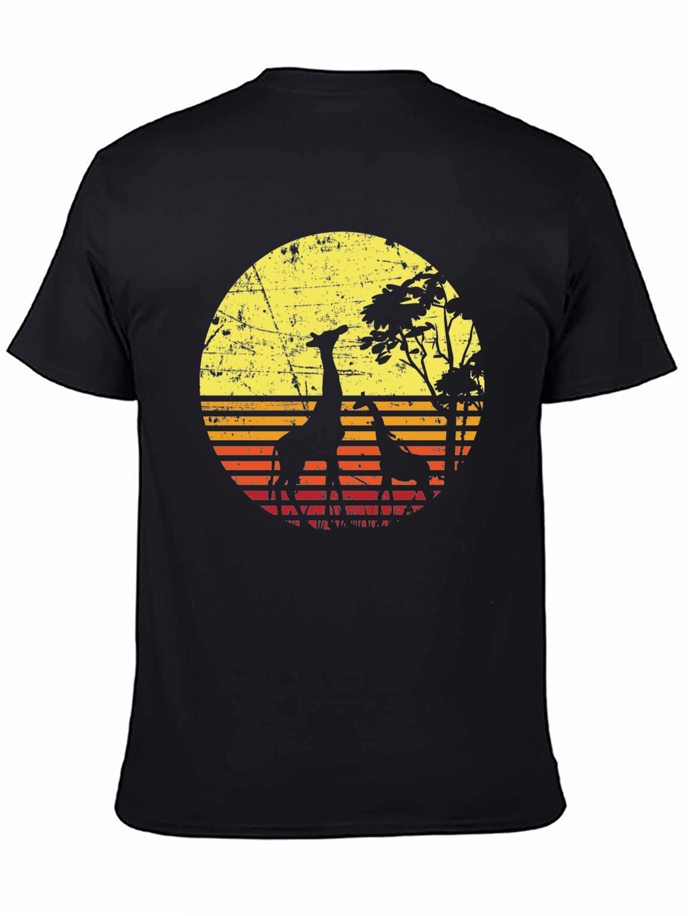 Black Giraffe Sunset T-Shirt - Retro Style Wildlife Tee view 4