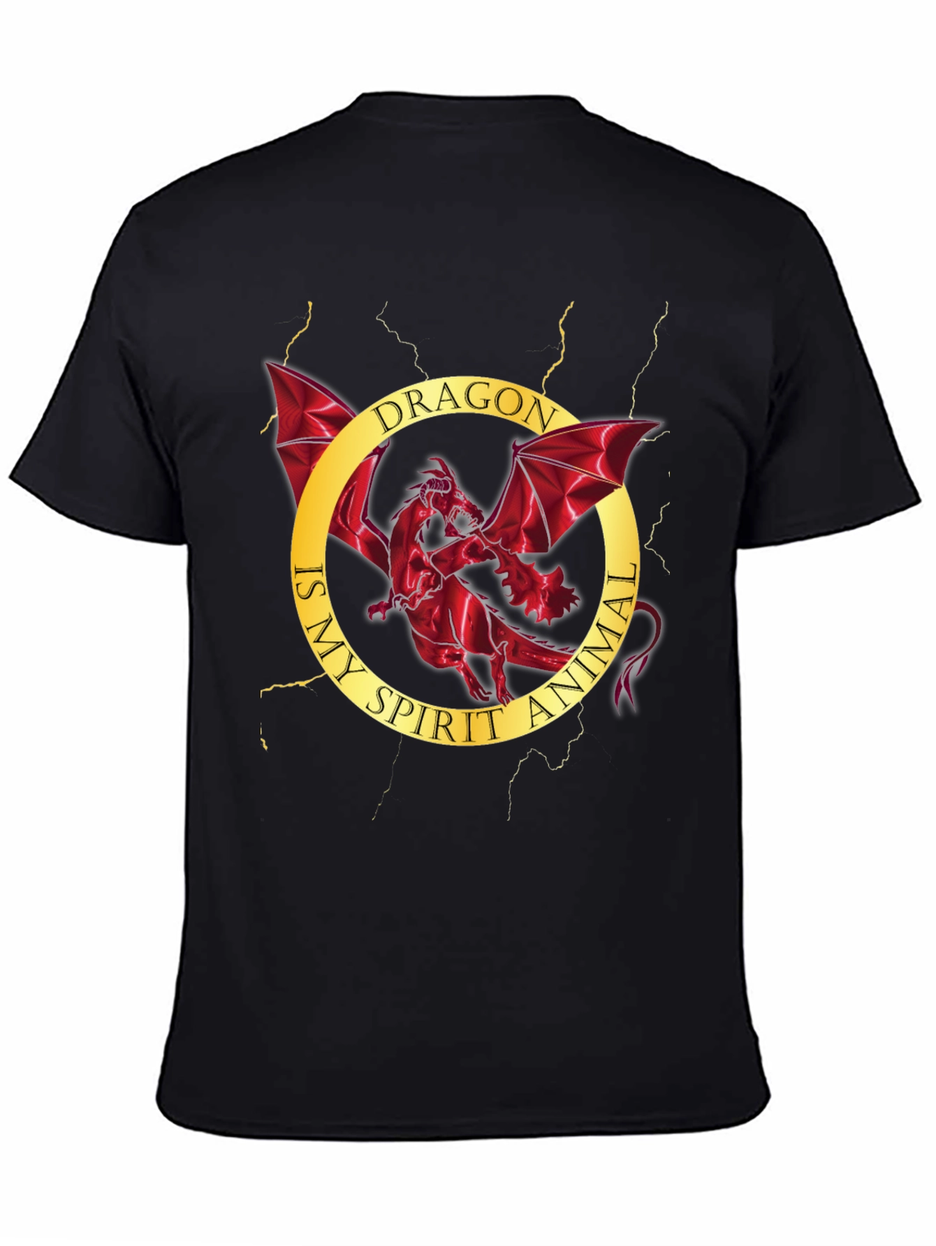 Black Dragon Spirit Animal Graphic Tee - Men's Black T-Shirt view 4
