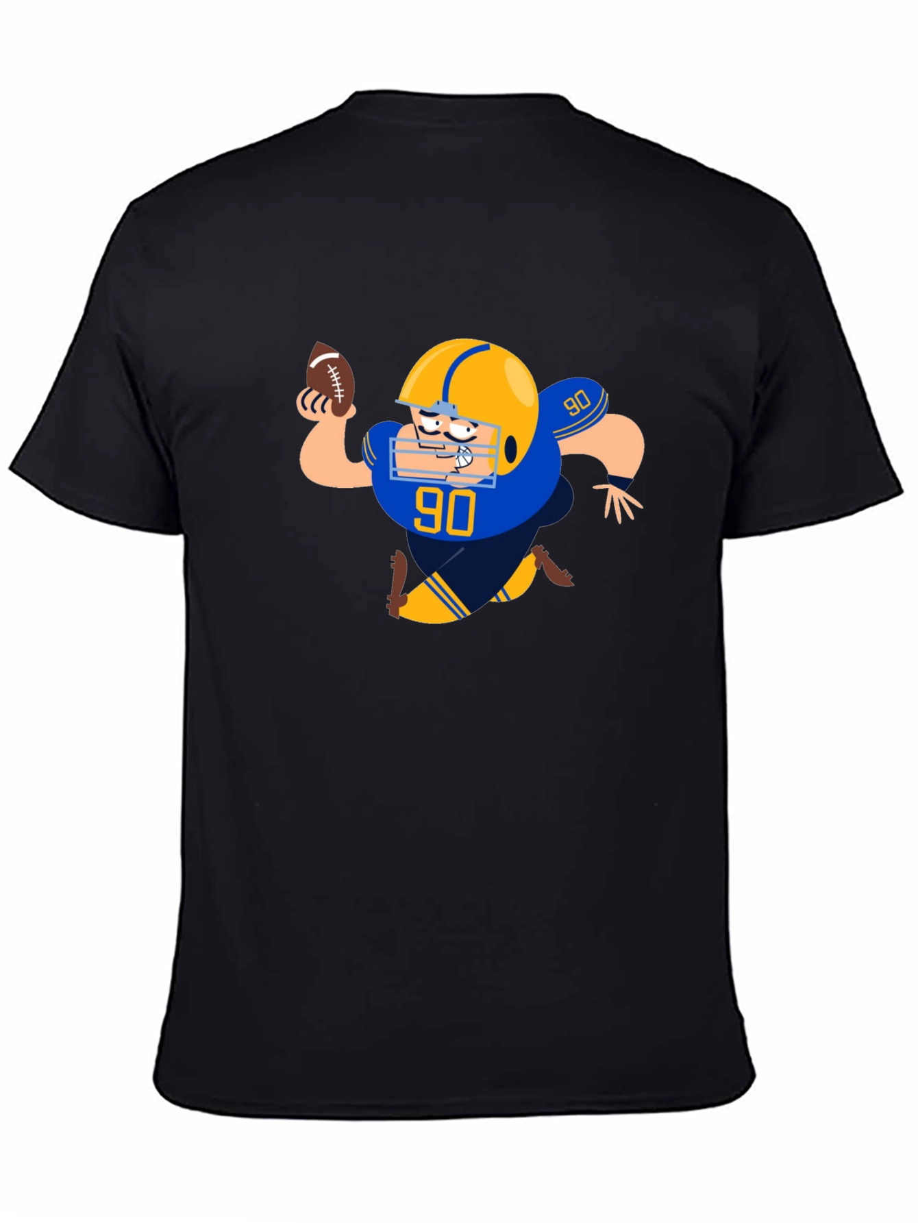 Black Football Player Cartoon Black T-Shirt view 4