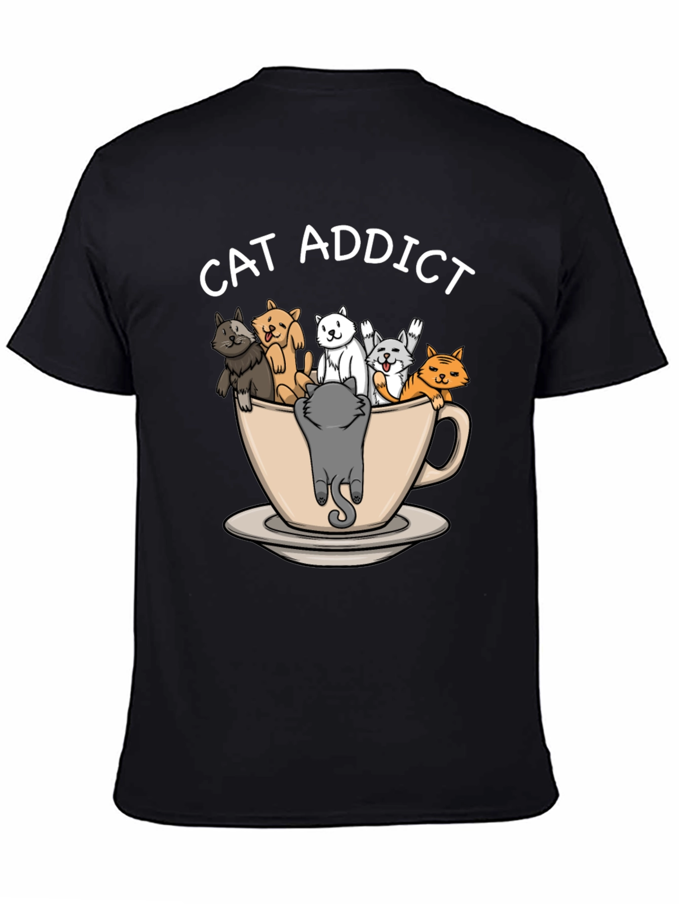 Black Cat Addict T-Shirt - Funny Cat Lover Tee view 4