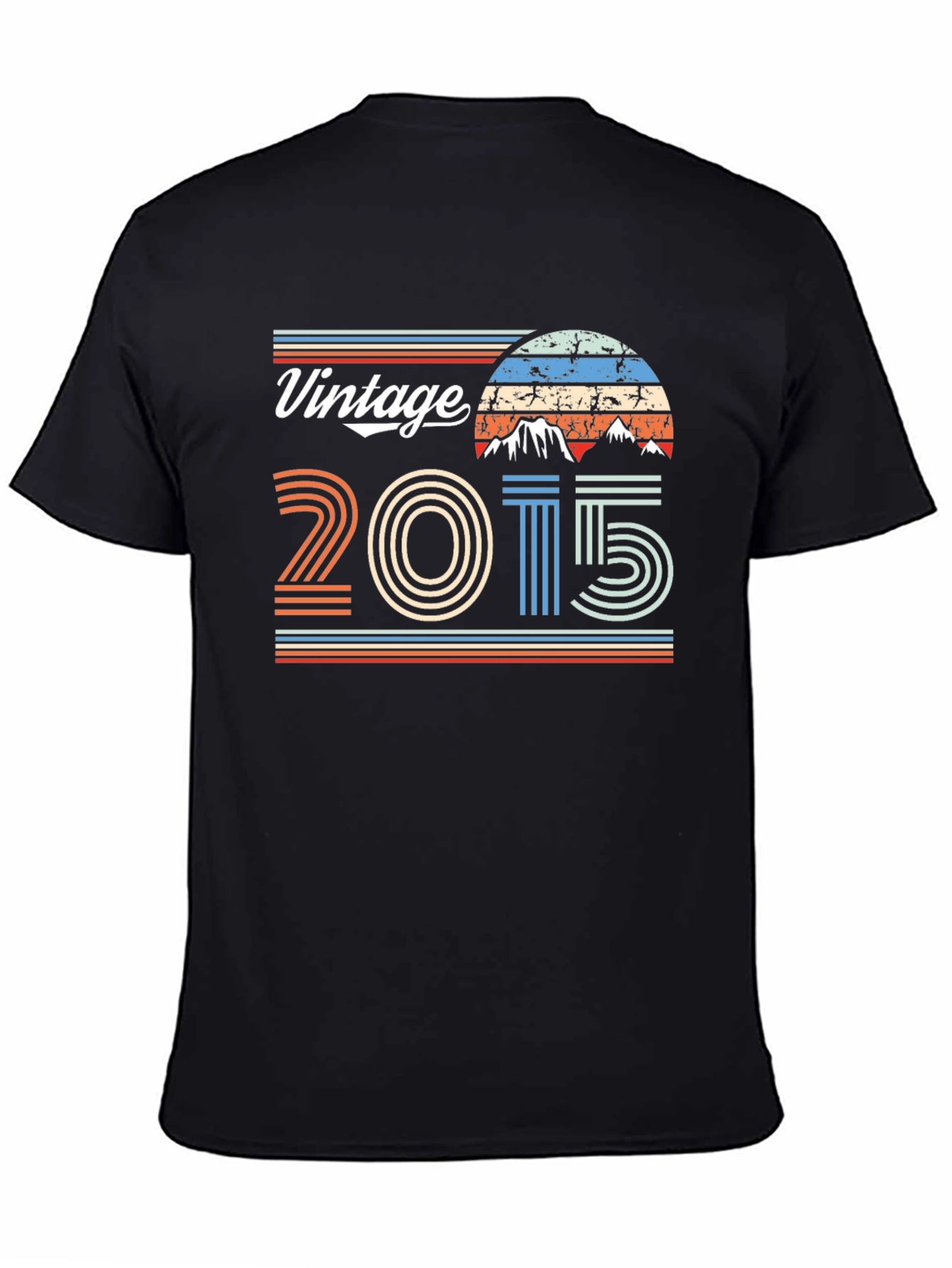 Black Vintage 2015 T-Shirt Retro Style view 4