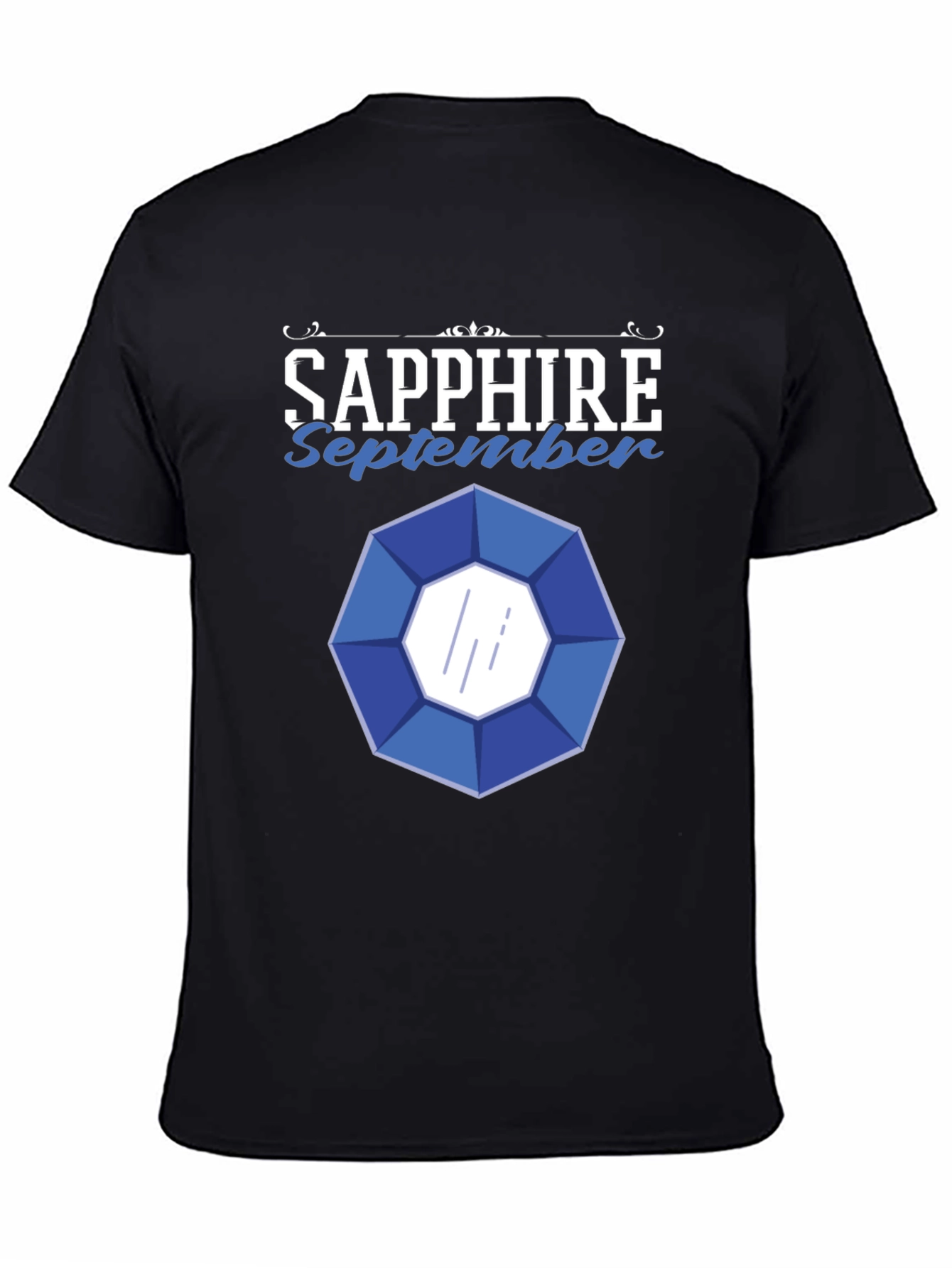 Black Sapphire September Gemstone Graphic T-Shirt view 4