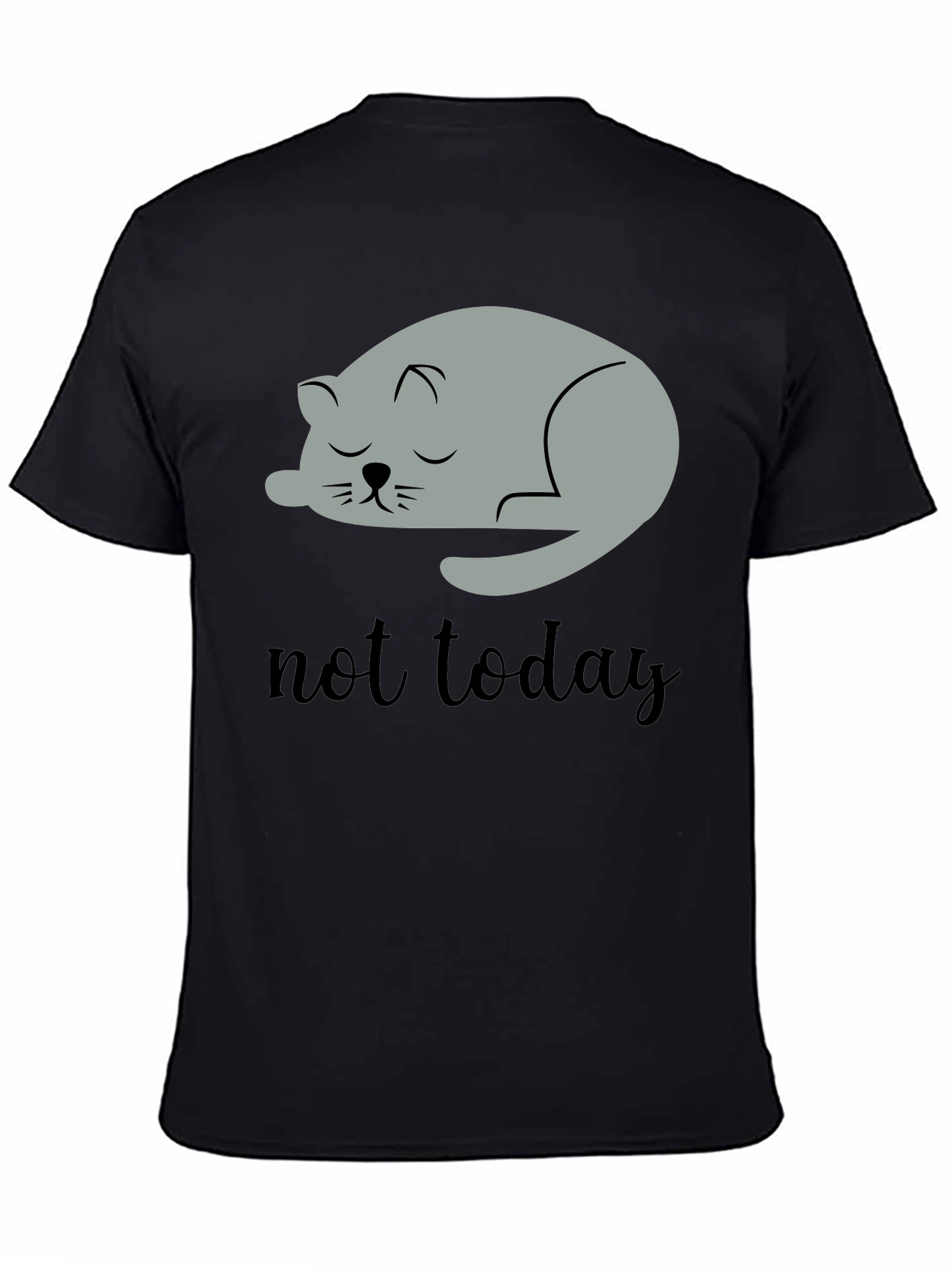 Black Not Today Lazy Cat Graphic Tee - Men's Black T-Shirt view 4