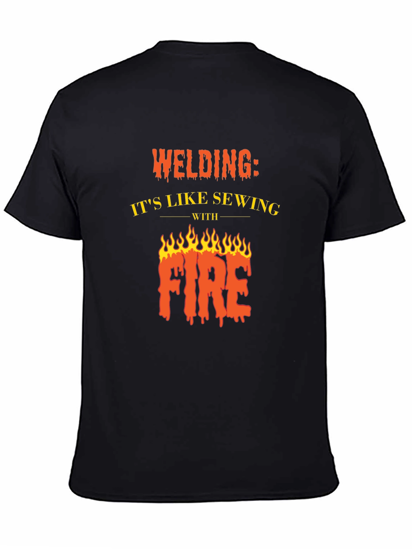 Black Welding Like Sewing With Fire Black T-Shirt view 4