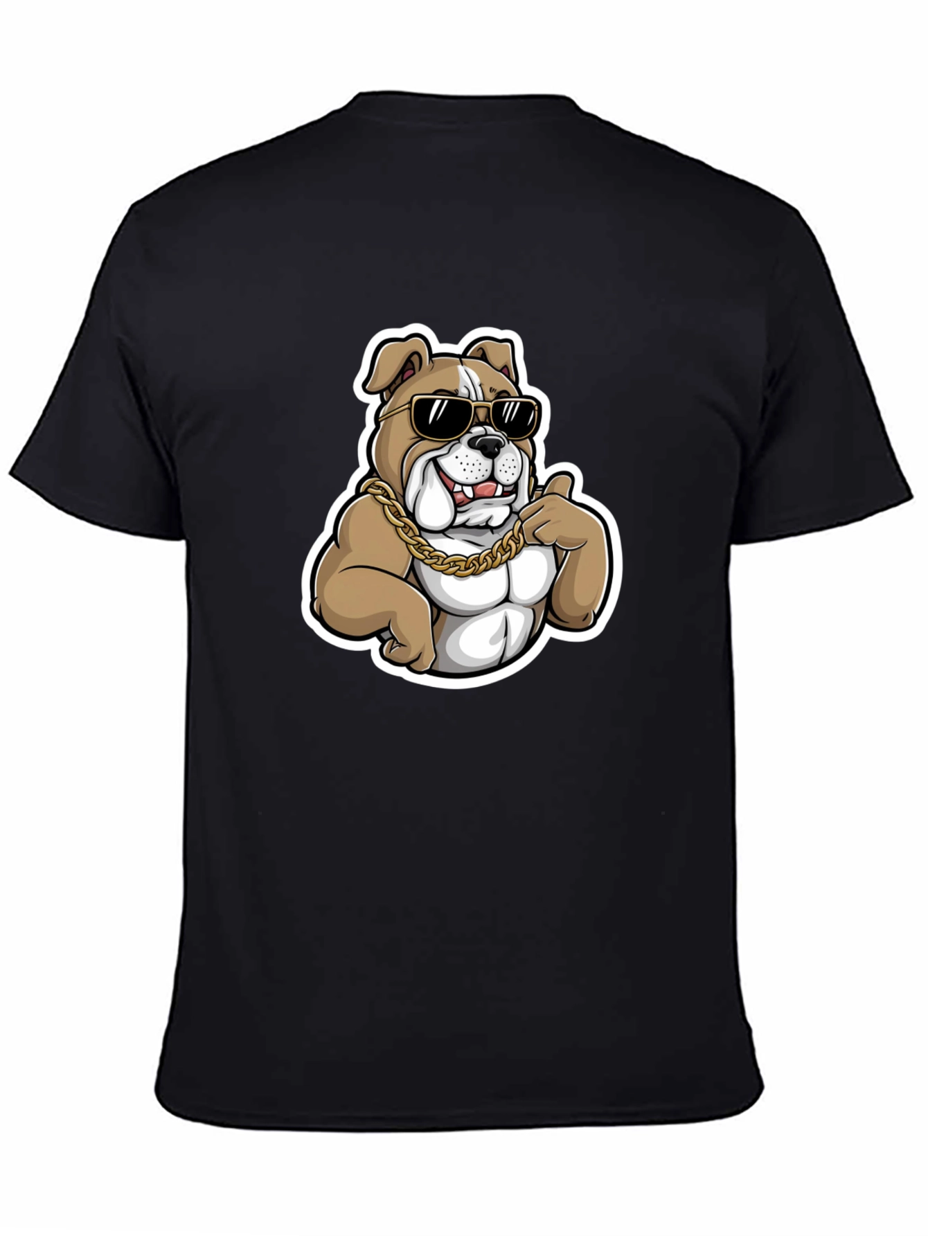 Black Cool Bulldog T-Shirt - Black Cotton Blend view 4