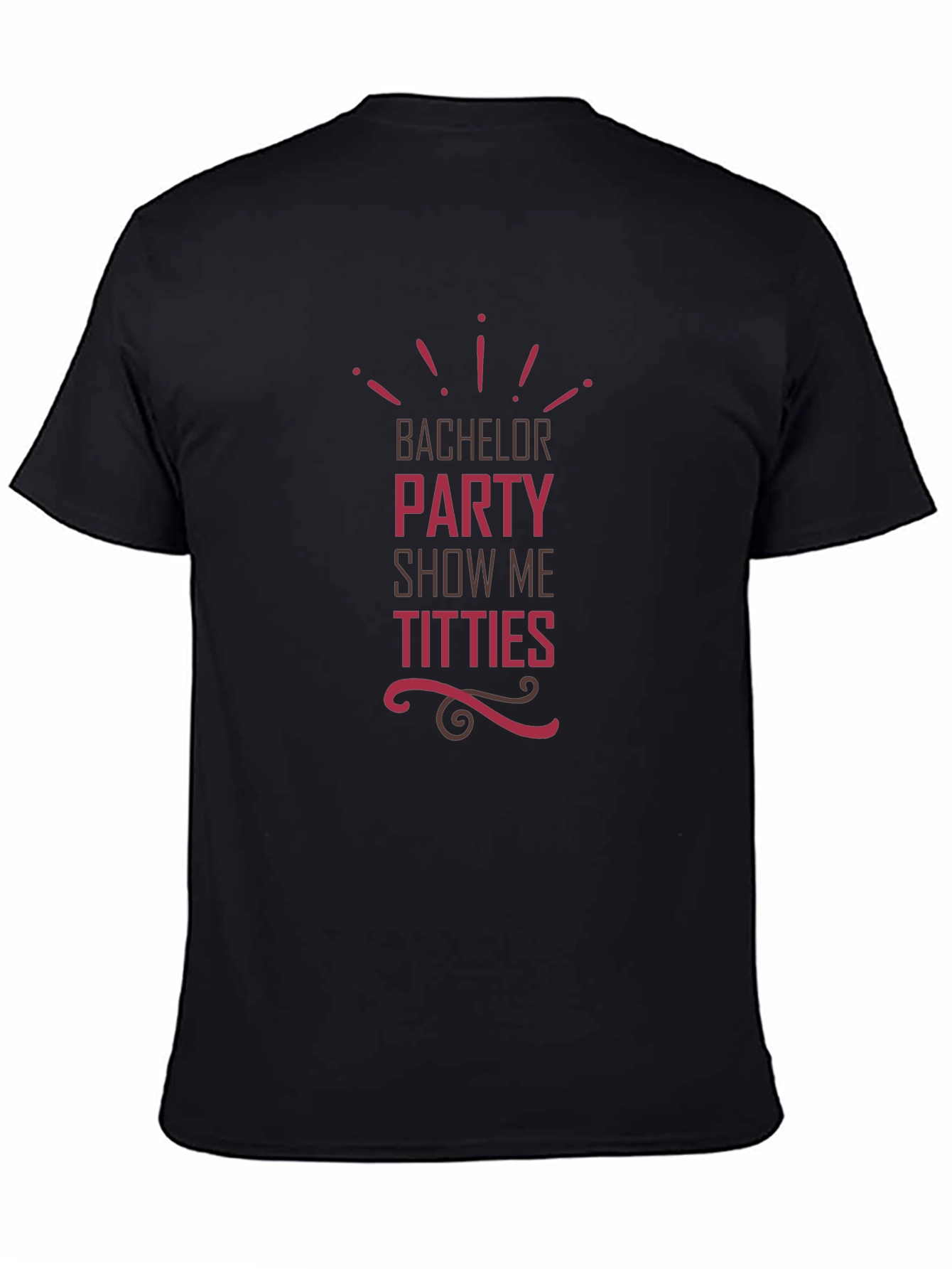 Black Bachelor Party Graphic Tee - Show Me Titties - Funny Men's Shirt view 4