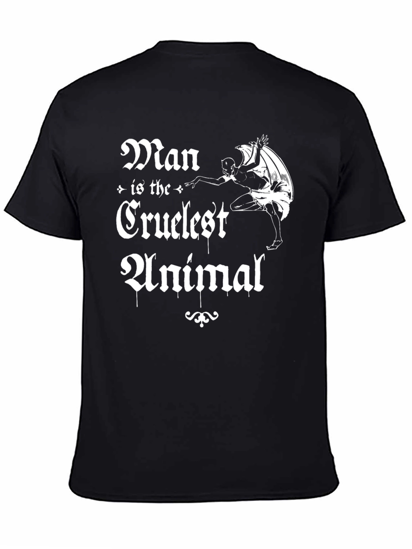 Black Man is the Cruelest Animal Black Graphic T-Shirt view 4