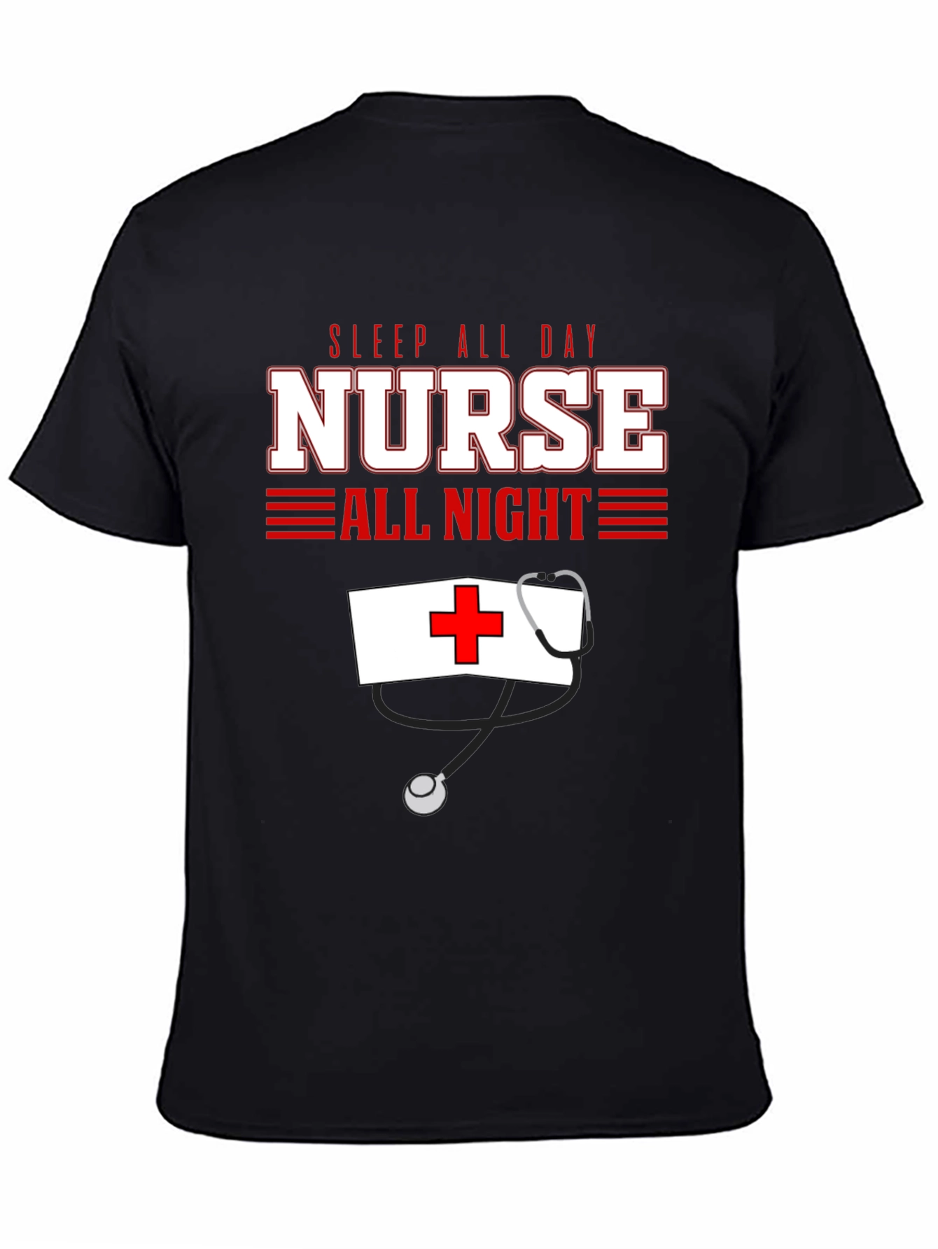 Black Sleep All Day Nurse All Night T-Shirt view 4