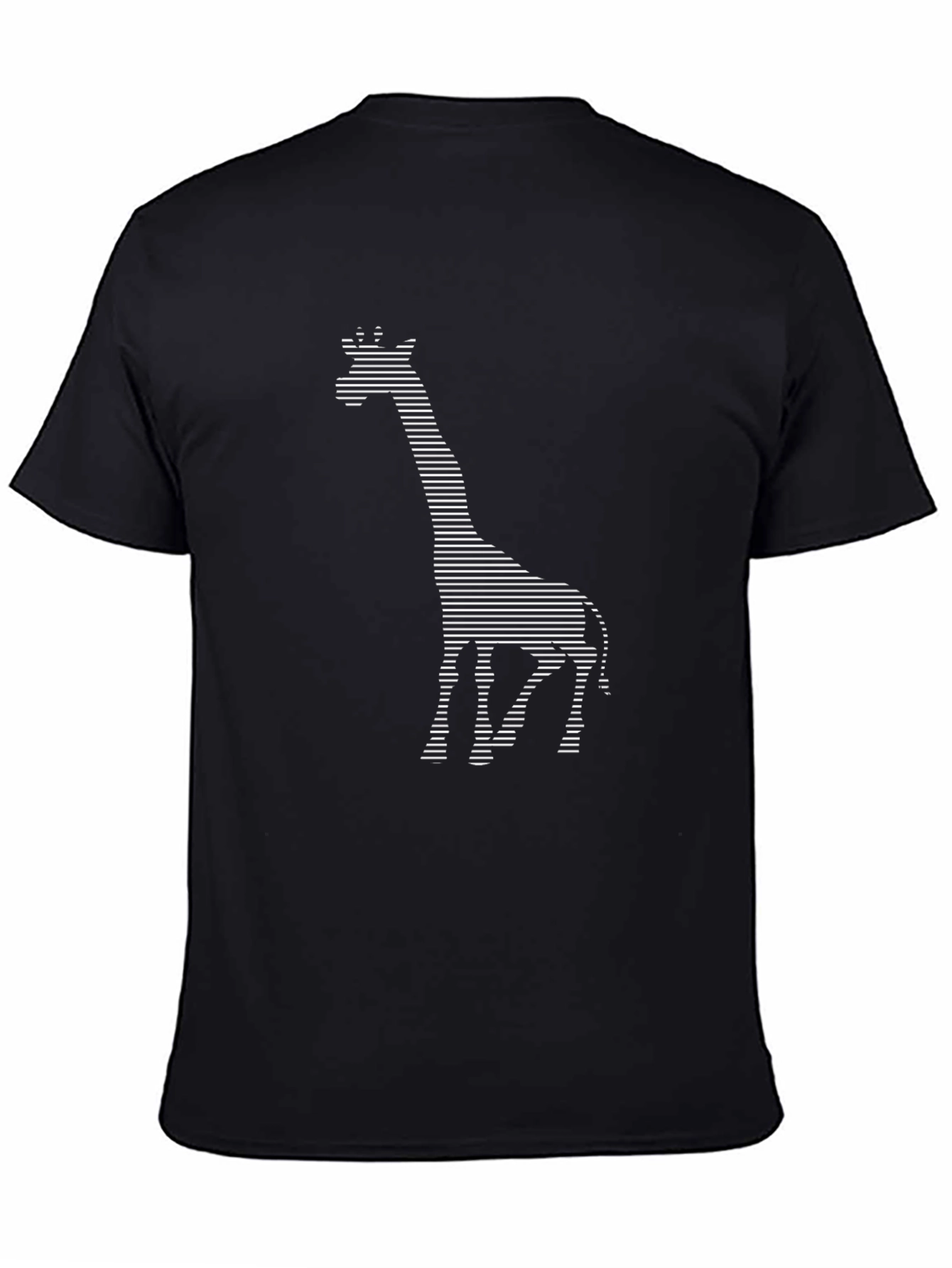 Black Striped Giraffe Graphic Tee - Black Unisex T-Shirt view 4