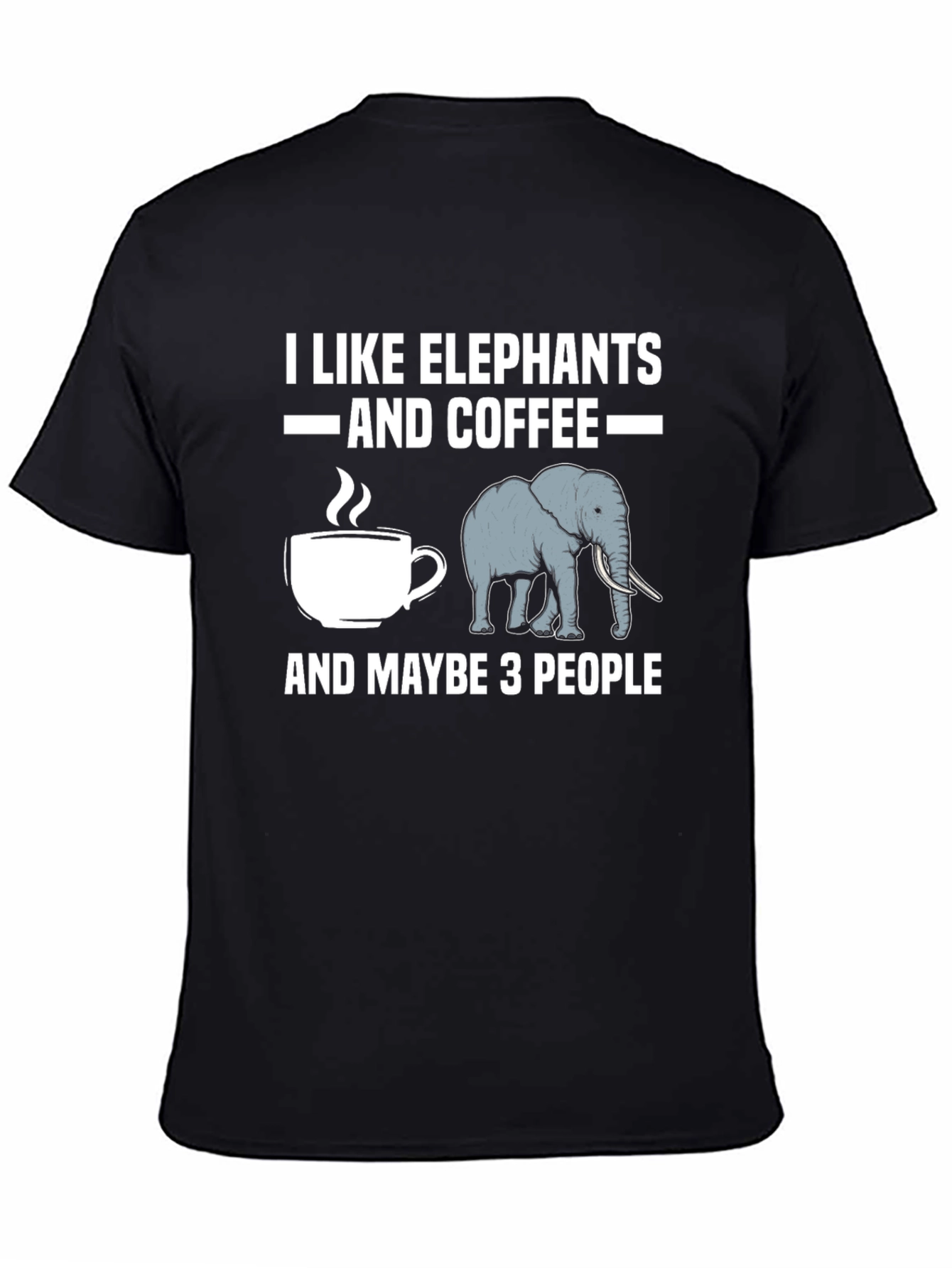 Black I Like Elephants and Coffee T-Shirt view 4