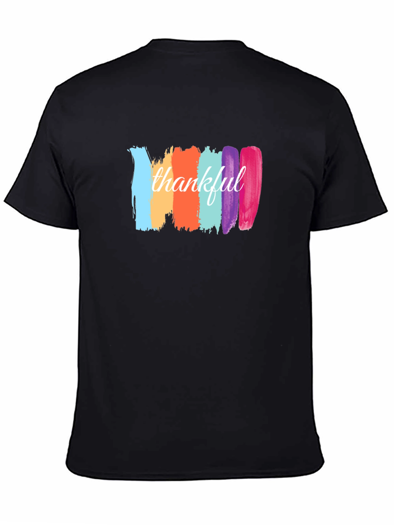 Black Thankful Brushstroke Graphic Tee - Black view 4