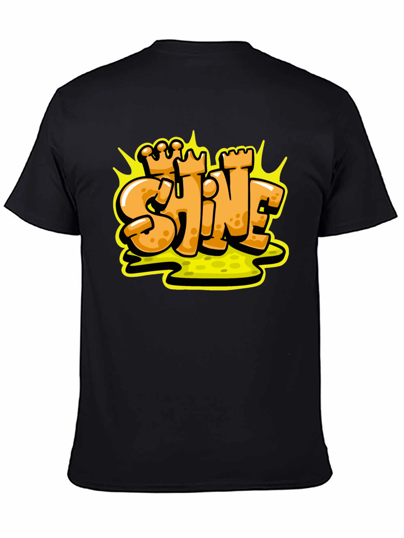 Black Shine Graffiti Style Black T-Shirt view 4