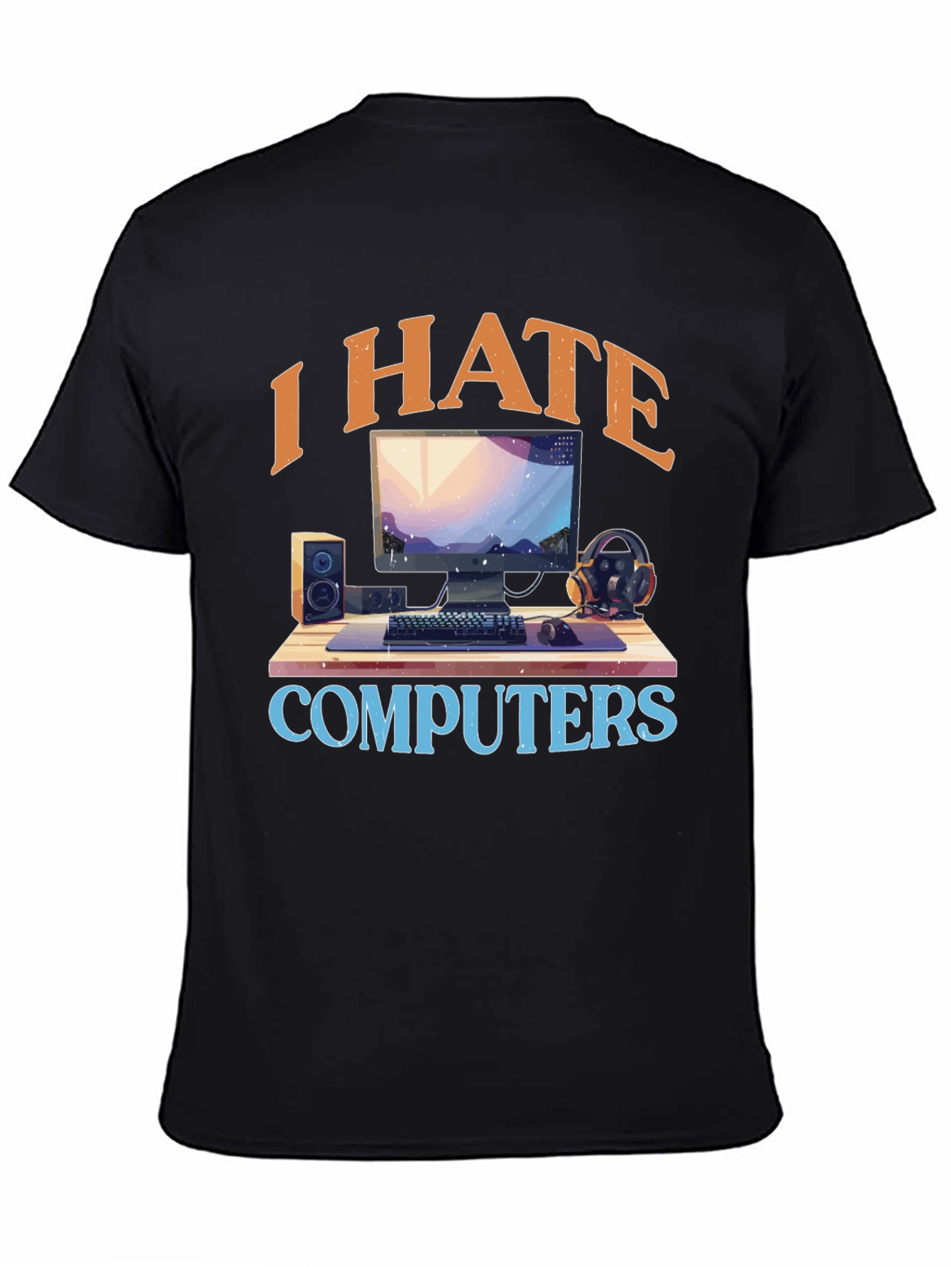 Black I Hate Computers Graphic Tee view 4