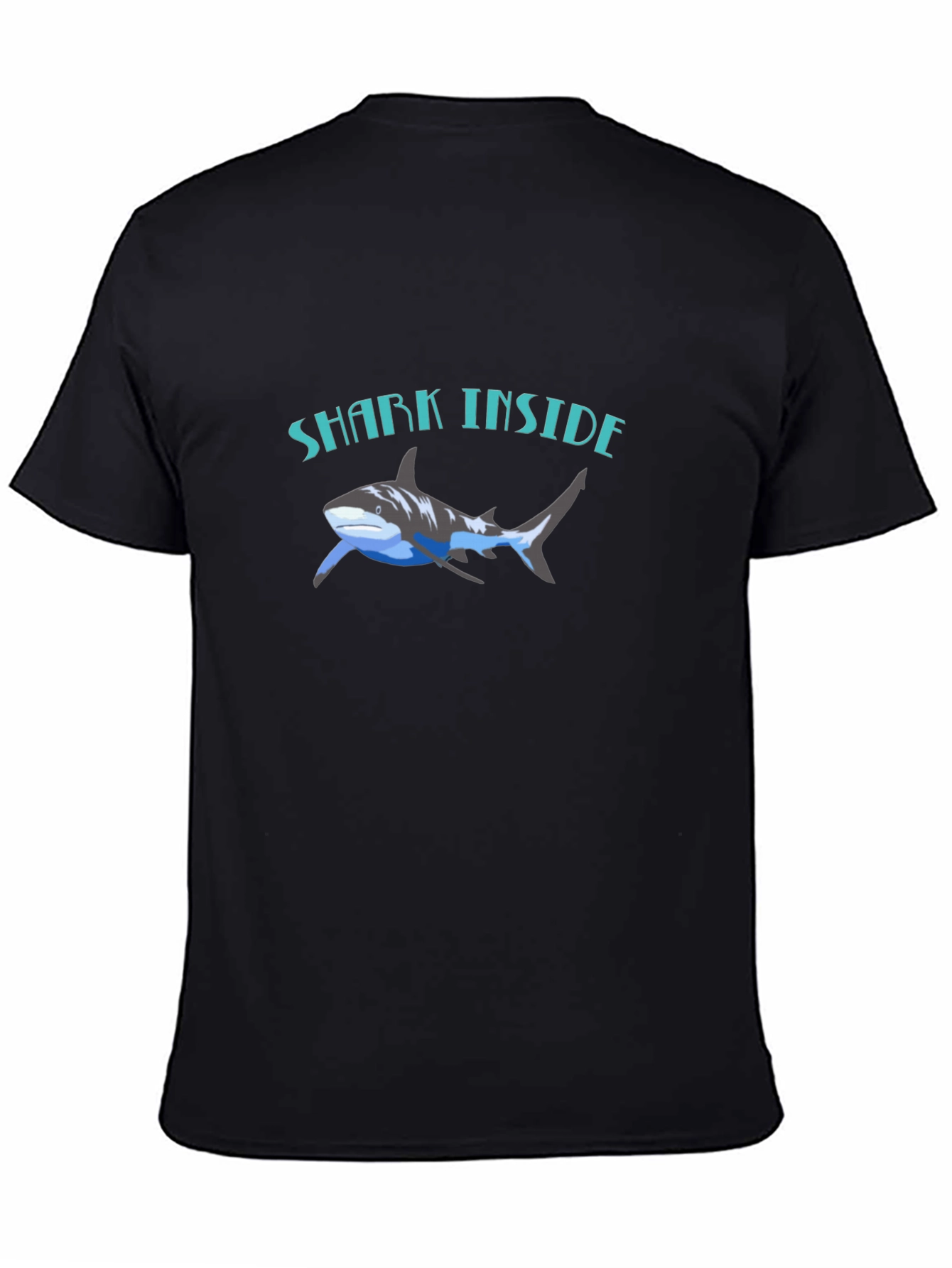 Black Shark Inside Graphic Tee - Black Cotton T-Shirt view 4