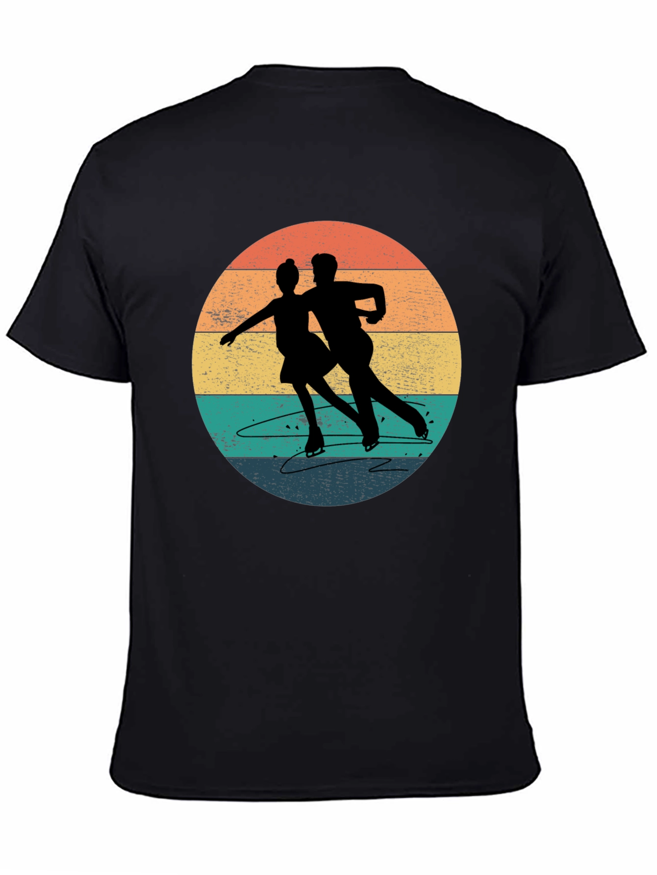 Black Vintage Figure Skating T-Shirt - Retro Style view 4