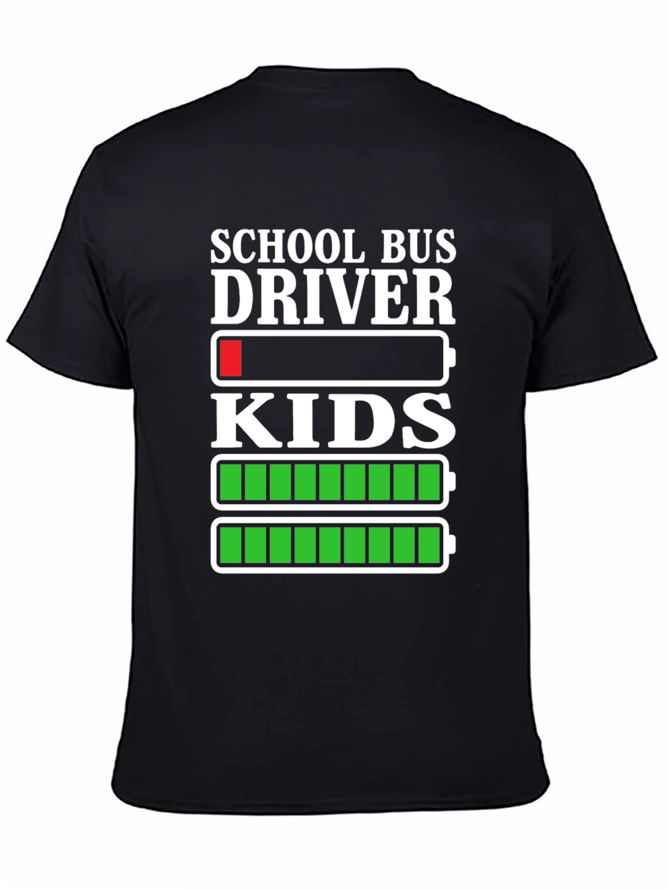 Black School Bus Driver Battery T-Shirt view 4