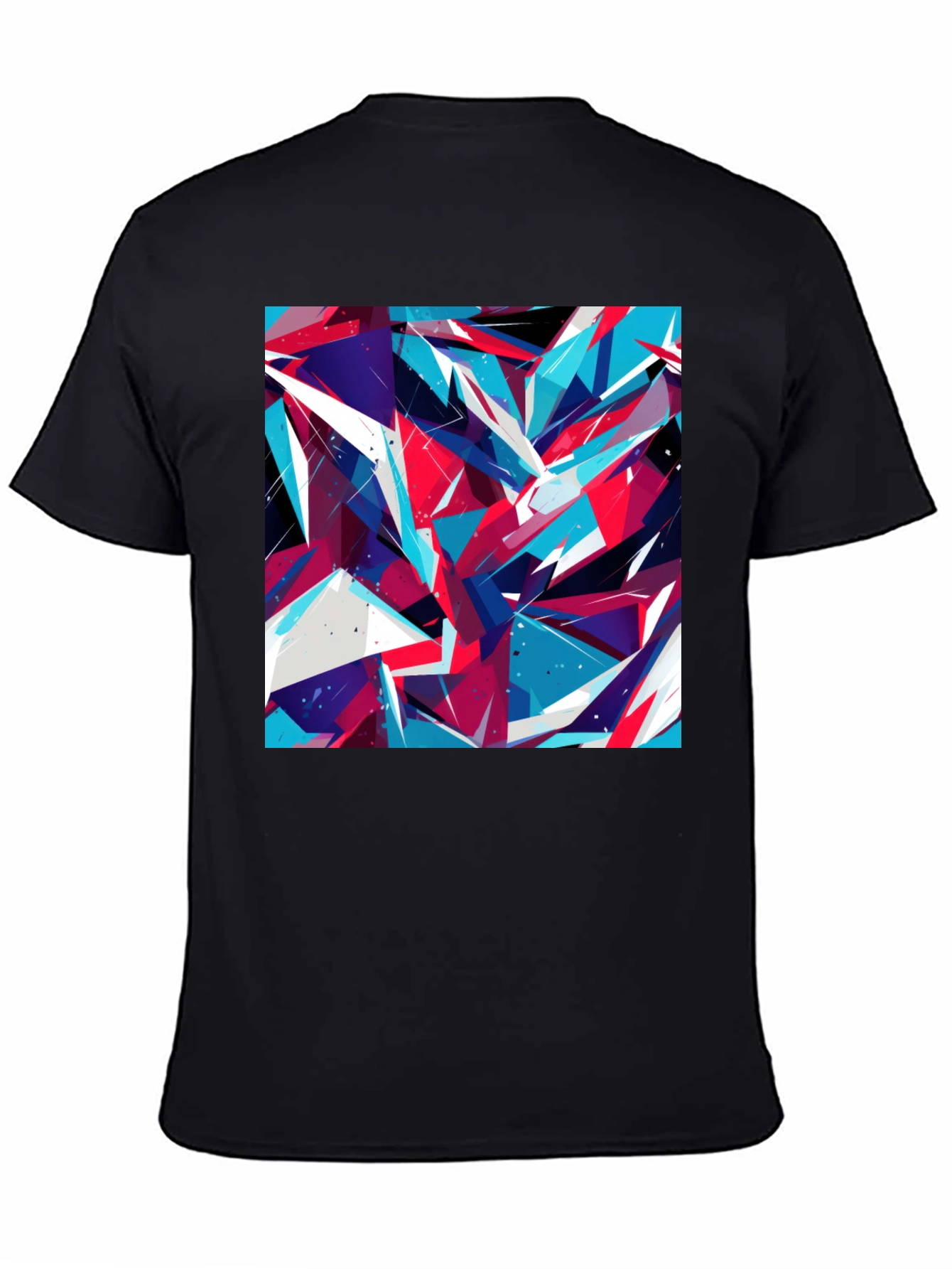 Black Abstract Geometric Print Black T-Shirt view 4