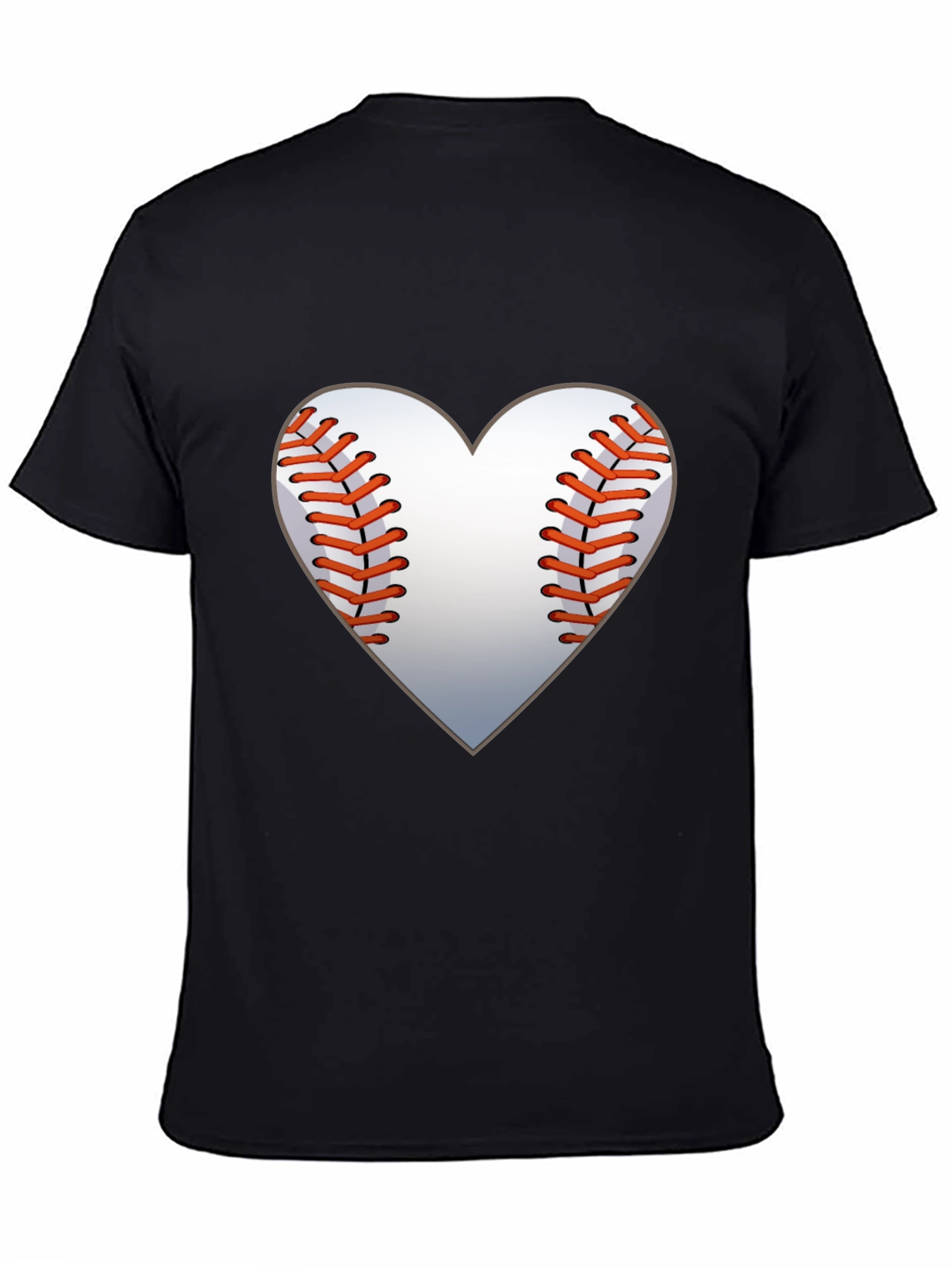Black Baseball Heart Graphic Tee - Black Cotton Shirt view 4