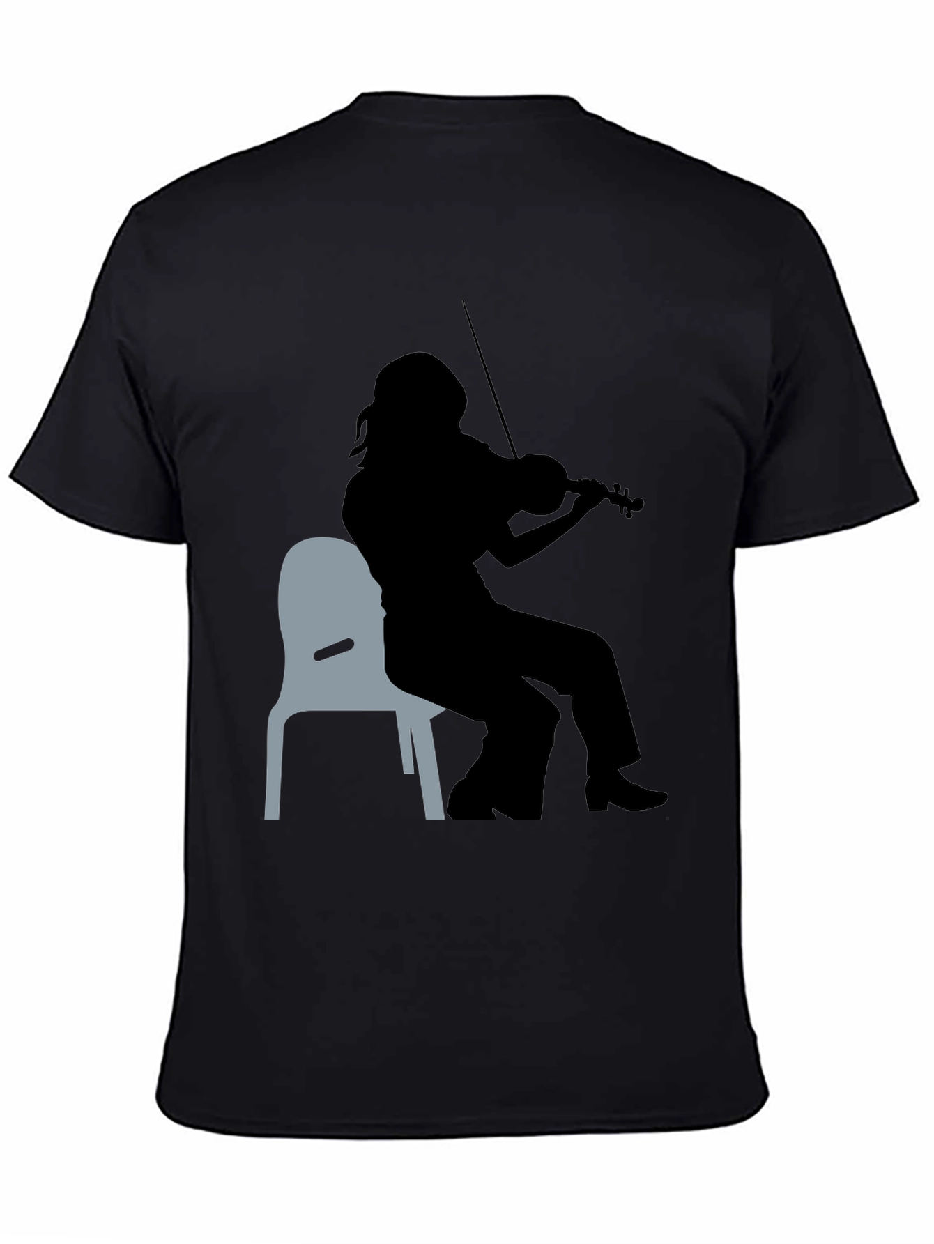 Black Violinist Silhouette Graphic Tee - Unisex Black T-Shirt view 4
