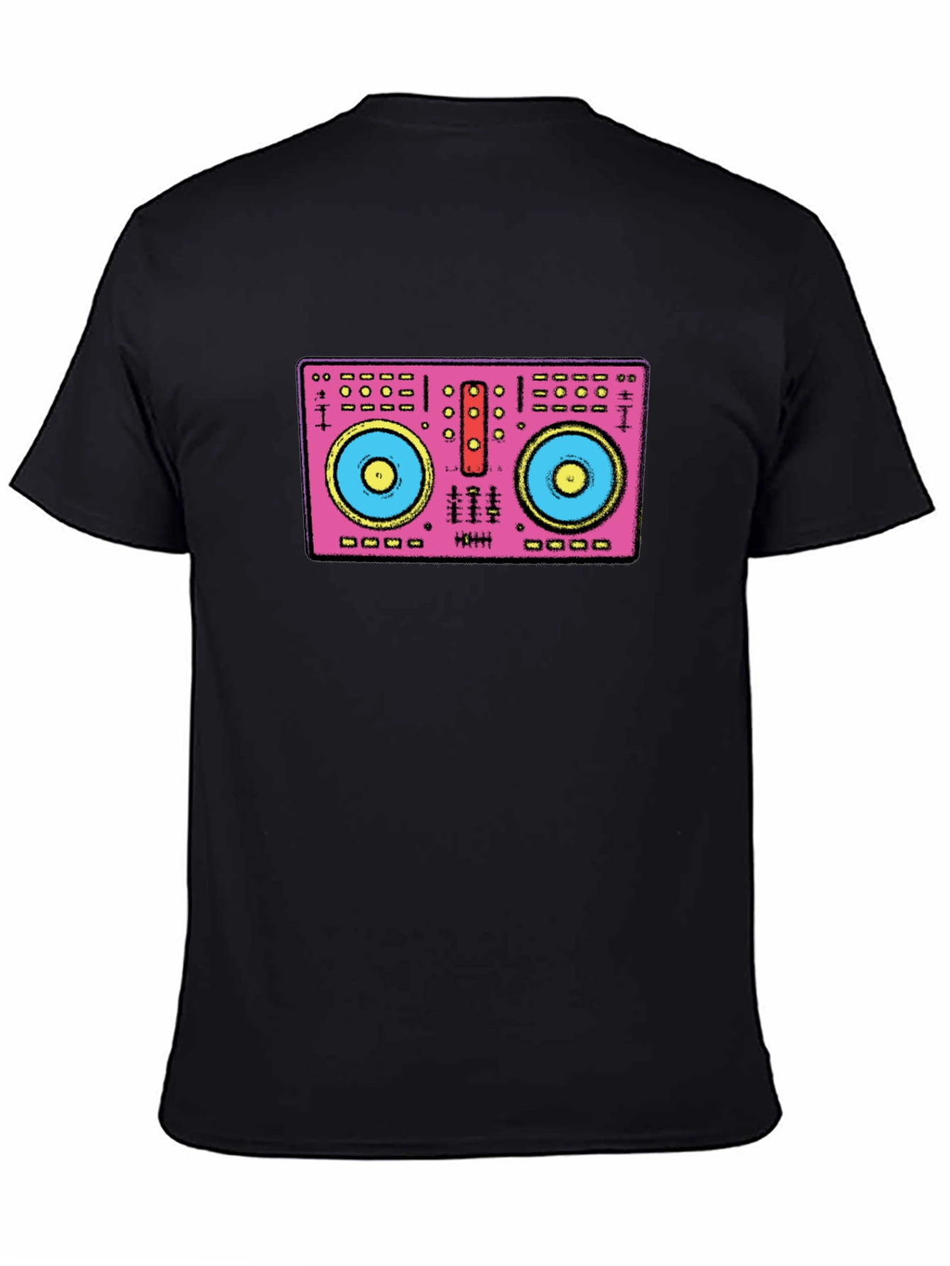 Black DJ Turntable Graphic Tee - Black Cotton T-Shirt view 4
