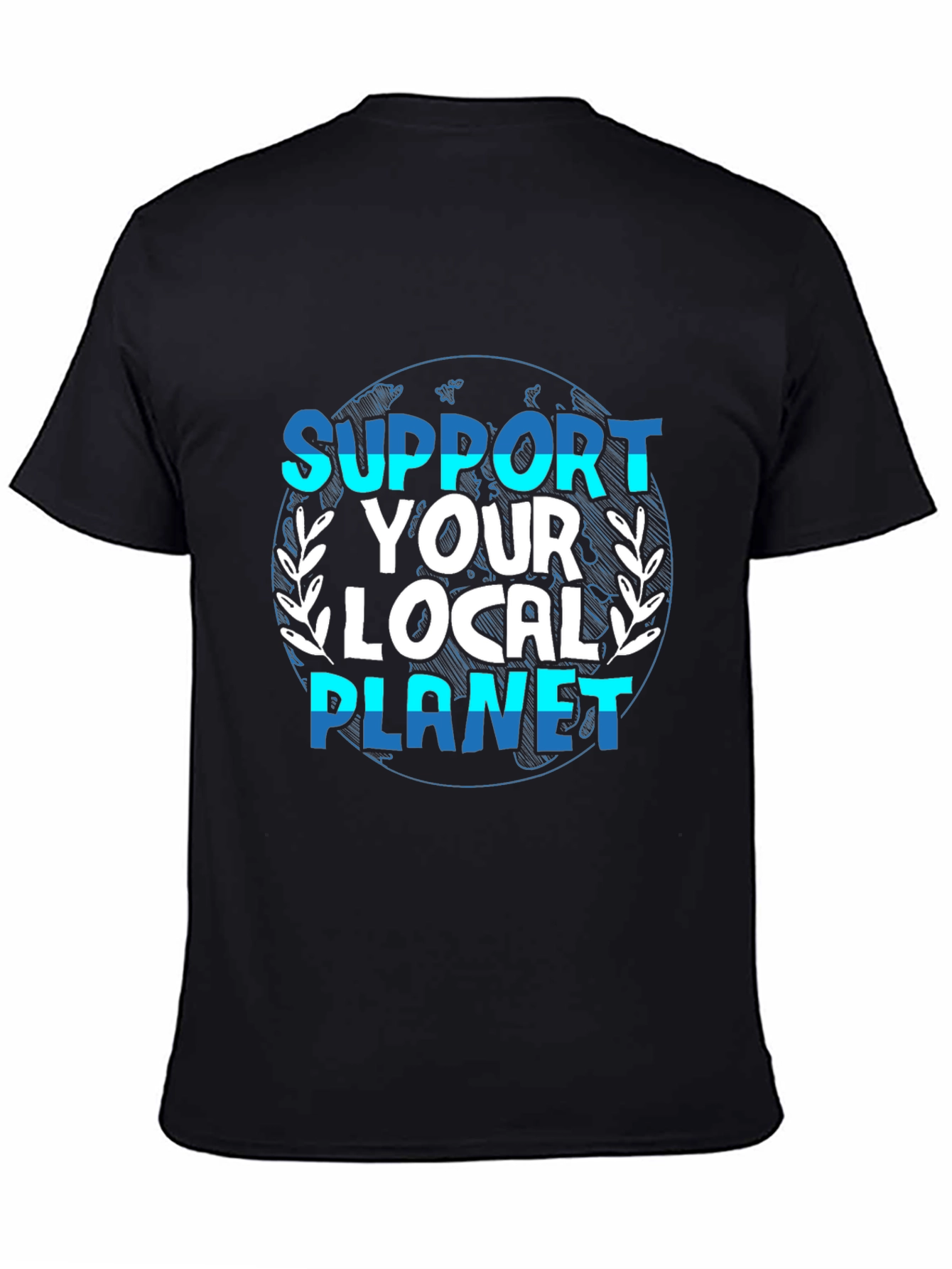 Black Support Your Local Planet Graphic T-Shirt view 4