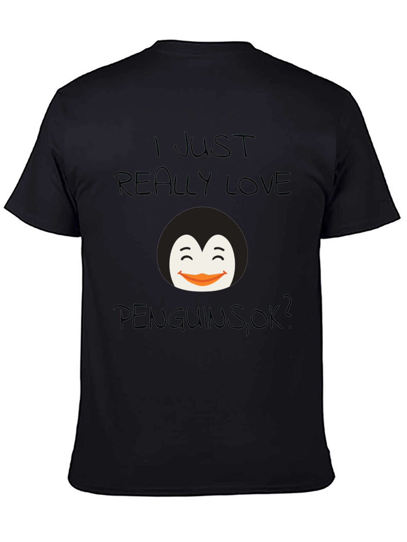 Black Penguin Lover's Black T-Shirt view 4