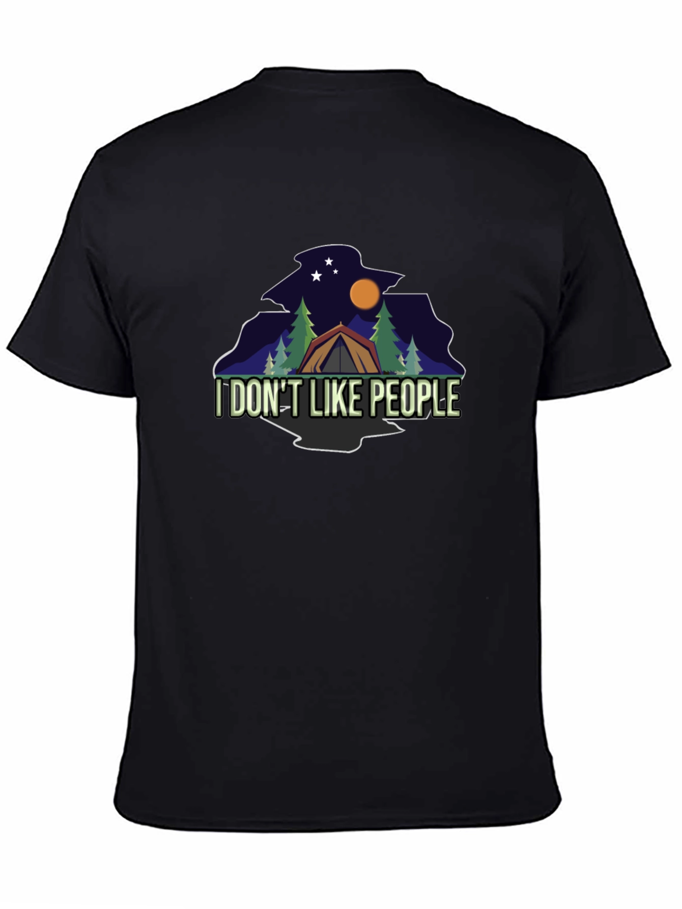 Black I DON'T LIKE PEOPLE Camping Black T-Shirt view 4