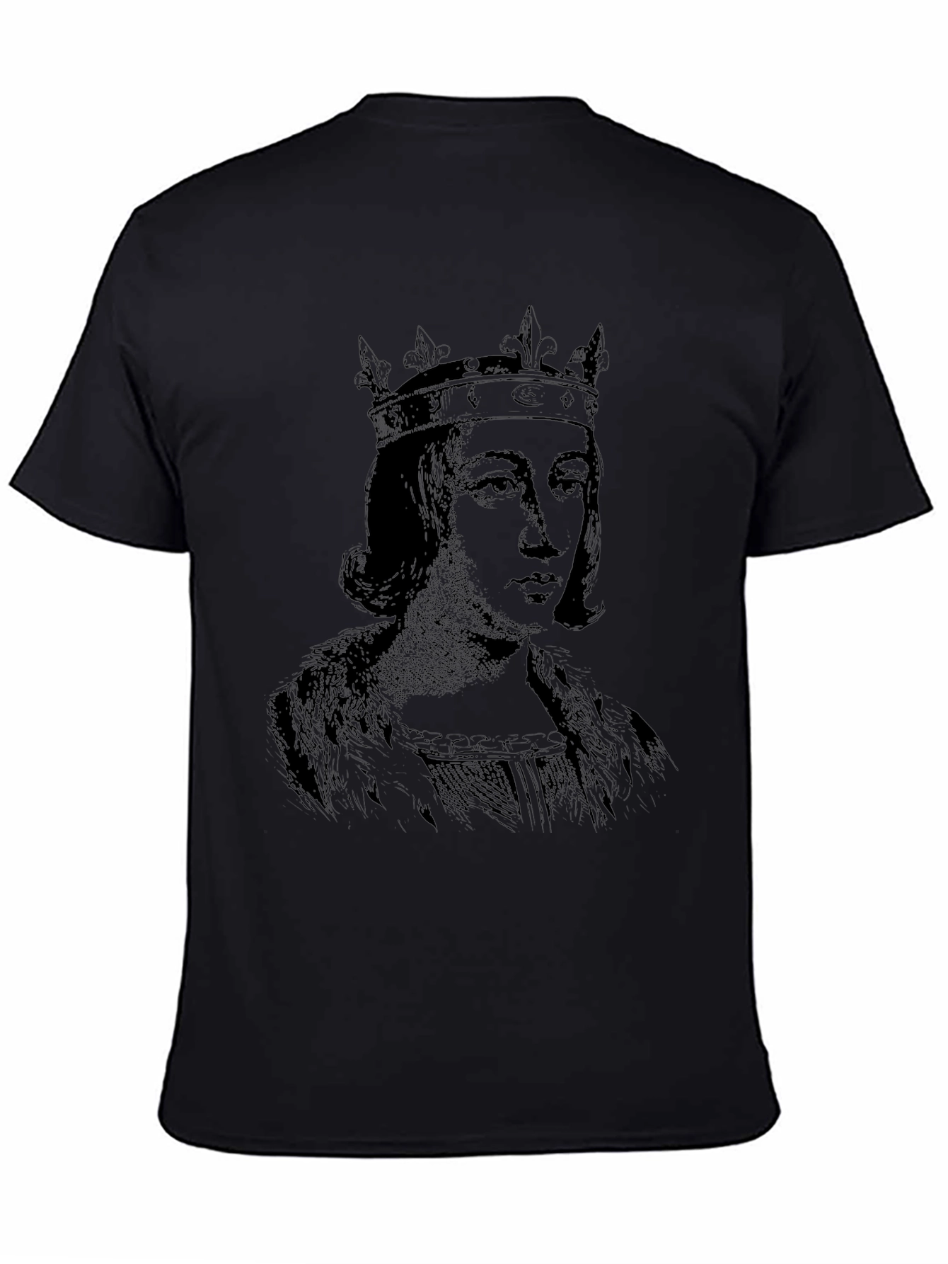 Black King Portrait Graphic Black T-Shirt view 4