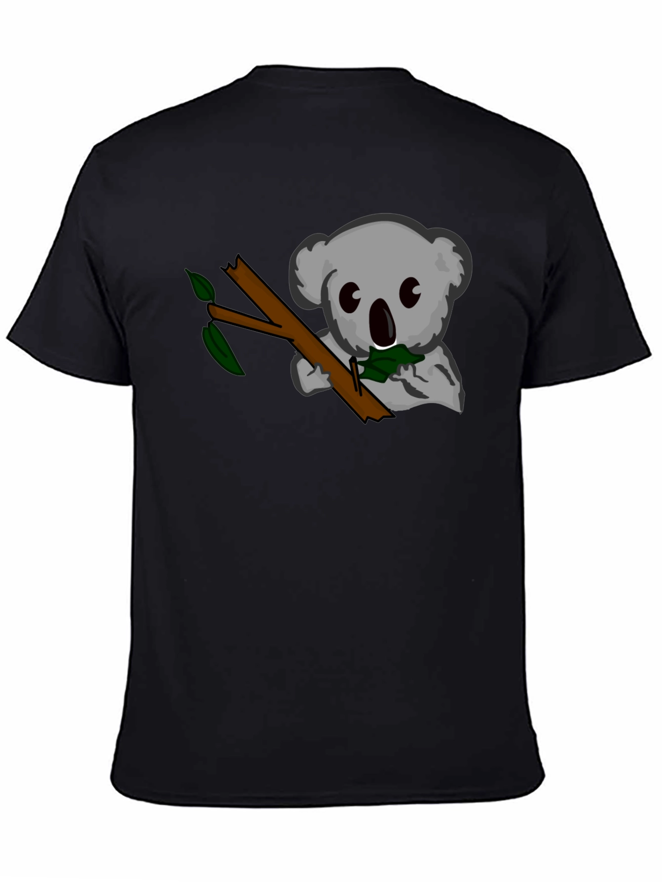Black Koala Eats Leaves Black T-Shirt view 4