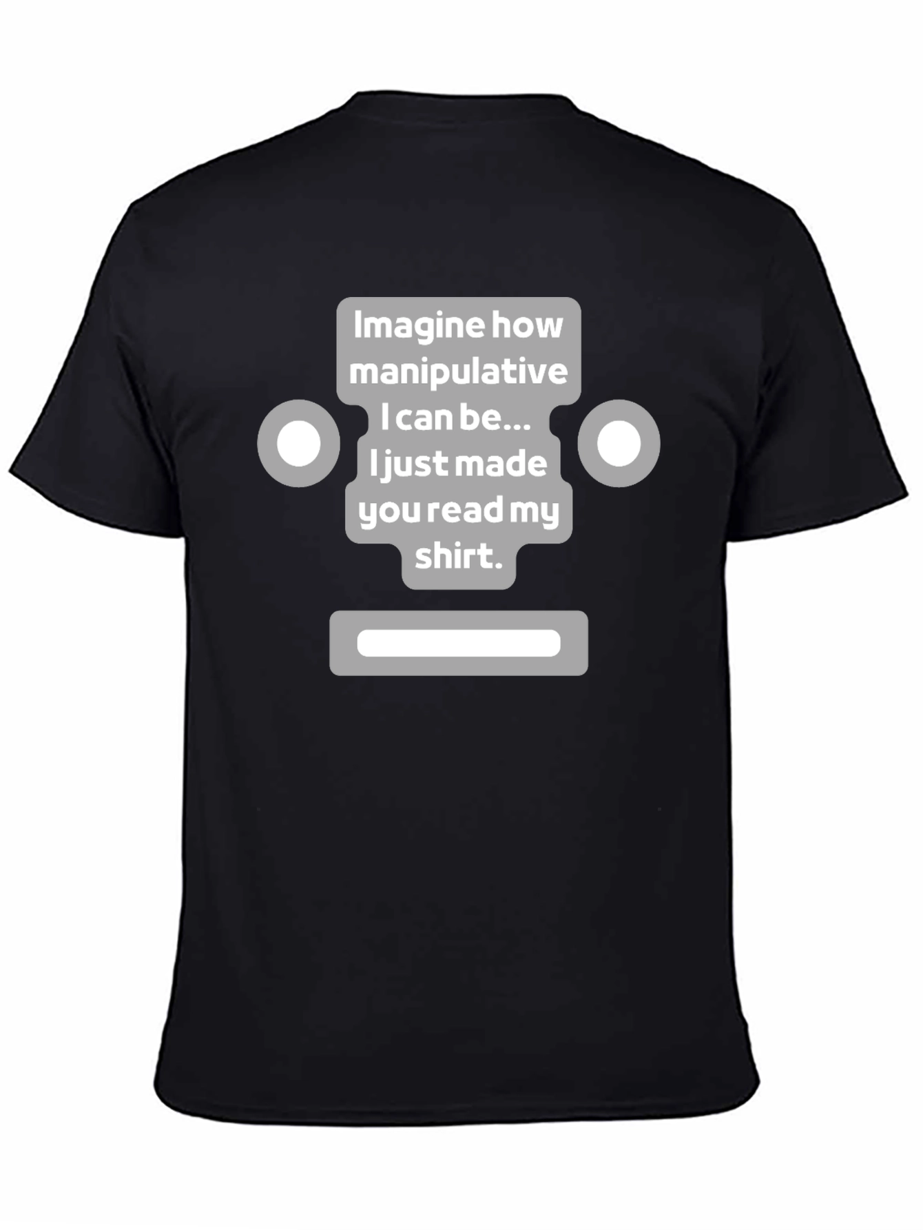 Black Manipulative Robot T-Shirt - Funny Graphic Tee view 4
