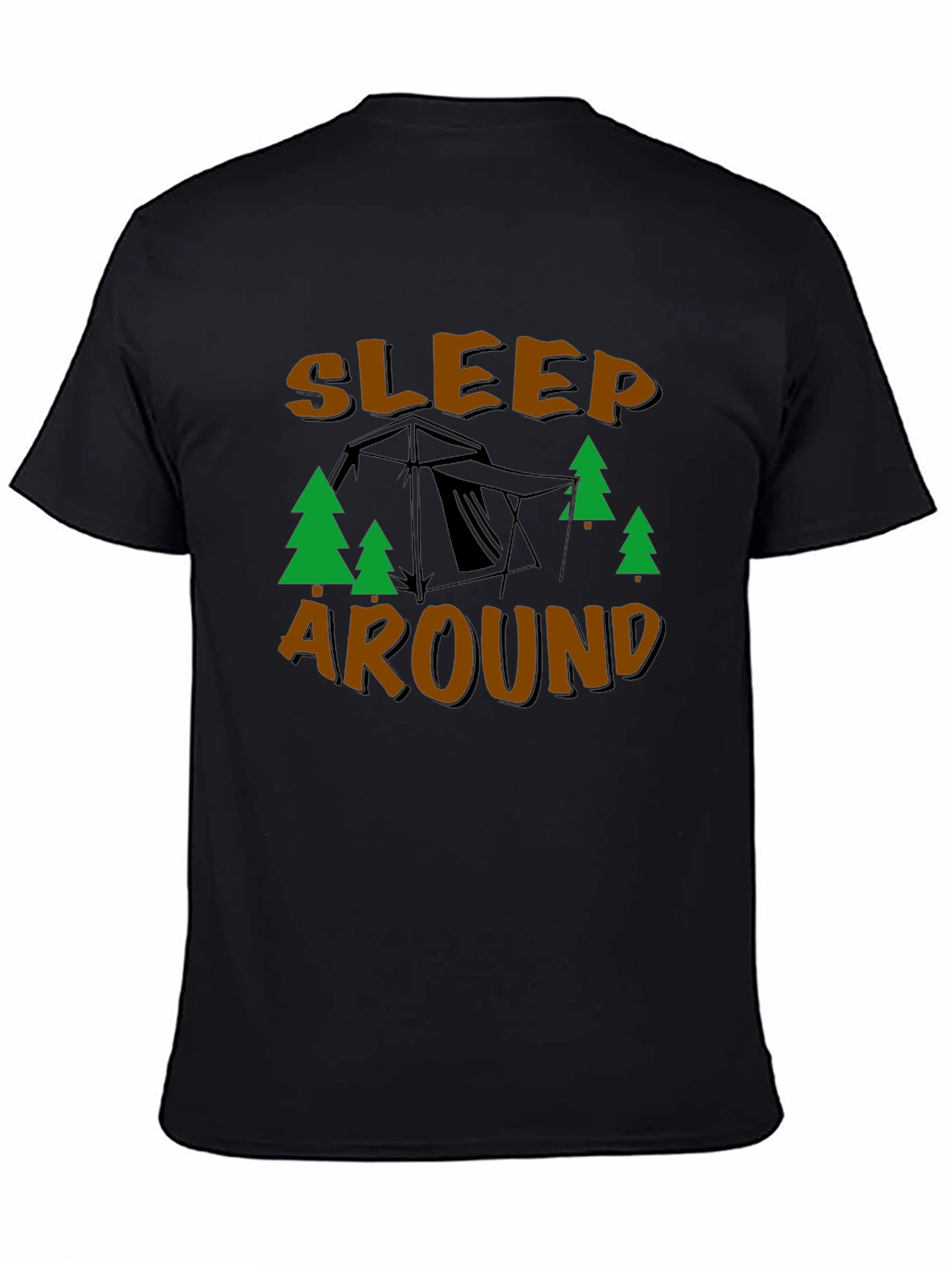 Black Sleep Around Camping T-Shirt view 4