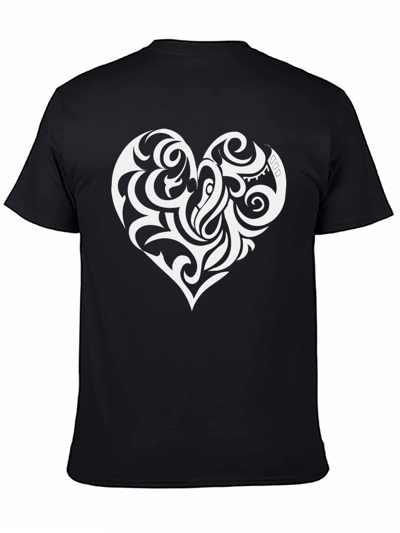 Black Tribal Heart Graphic Black T-Shirt view 4