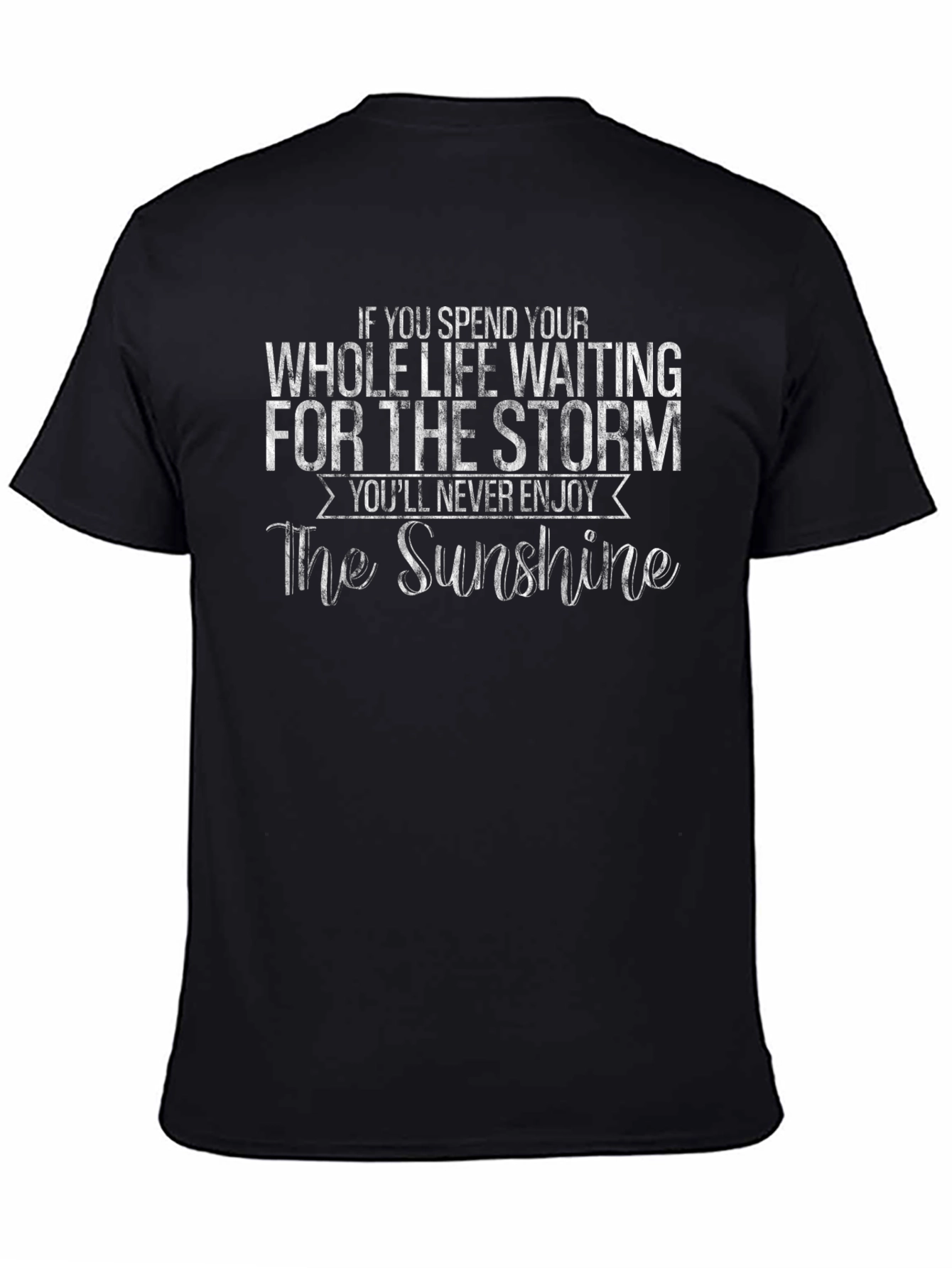 Black Inspirational Quote Graphic T-Shirt - "Enjoy the Sunshine" view 4