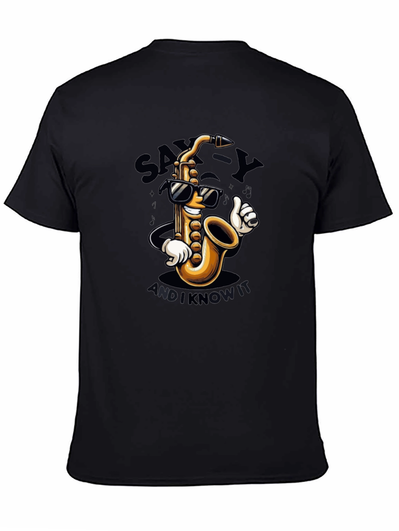 Black Sax-y and I Know It Black Graphic T-Shirt view 4
