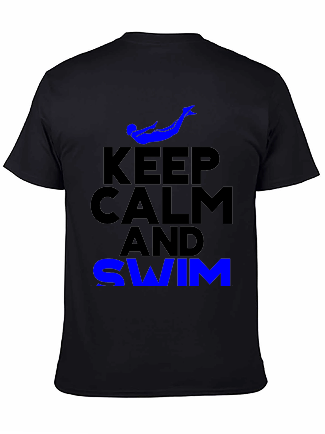 Black Keep Calm and Swim Graphic Tee - Blue view 4