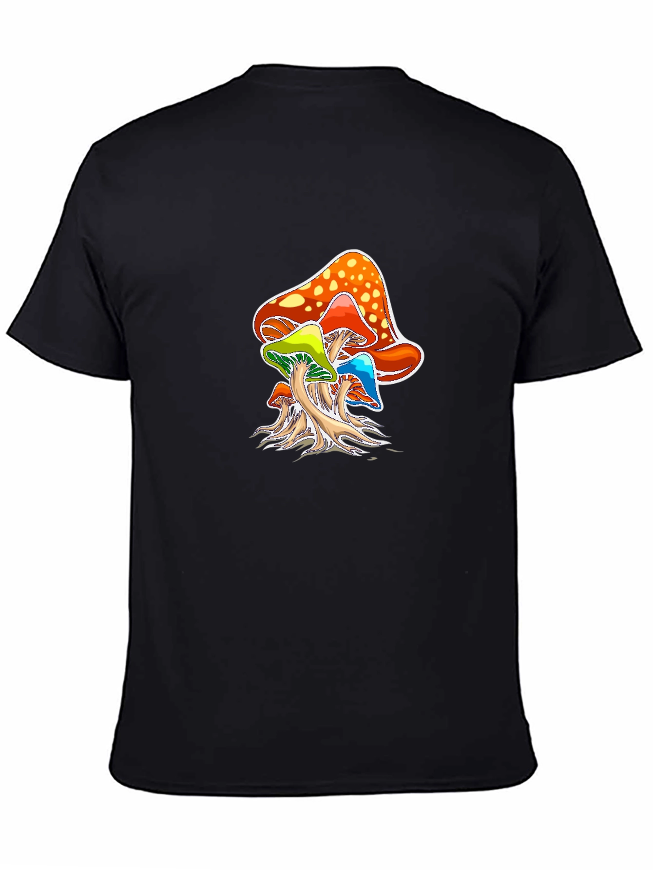 Black Psychedelic Mushroom Graphic Tee - Black view 4