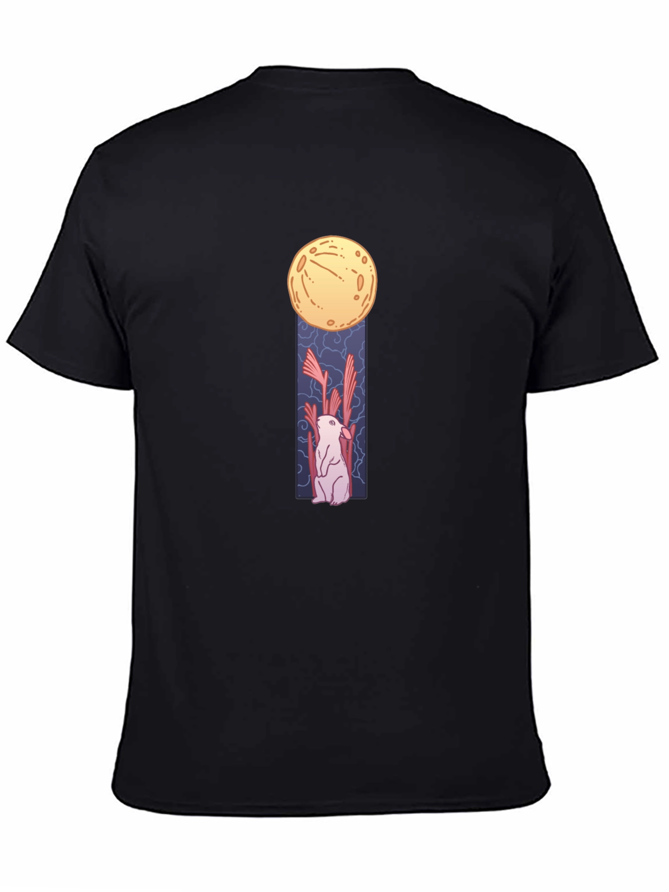 Black Rabbit Moon Black T-Shirt - Unique Graphic Tee view 4