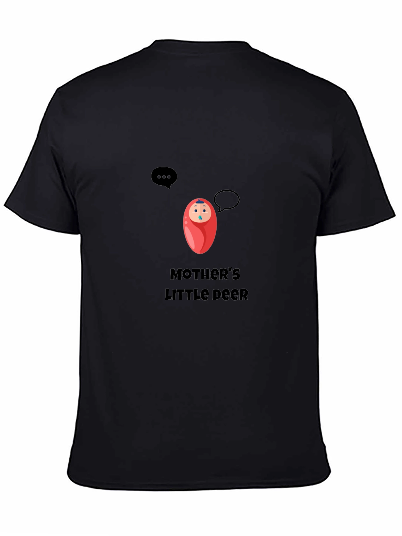 Black Mother's Little Deer T-Shirt - Cute Baby Design view 4