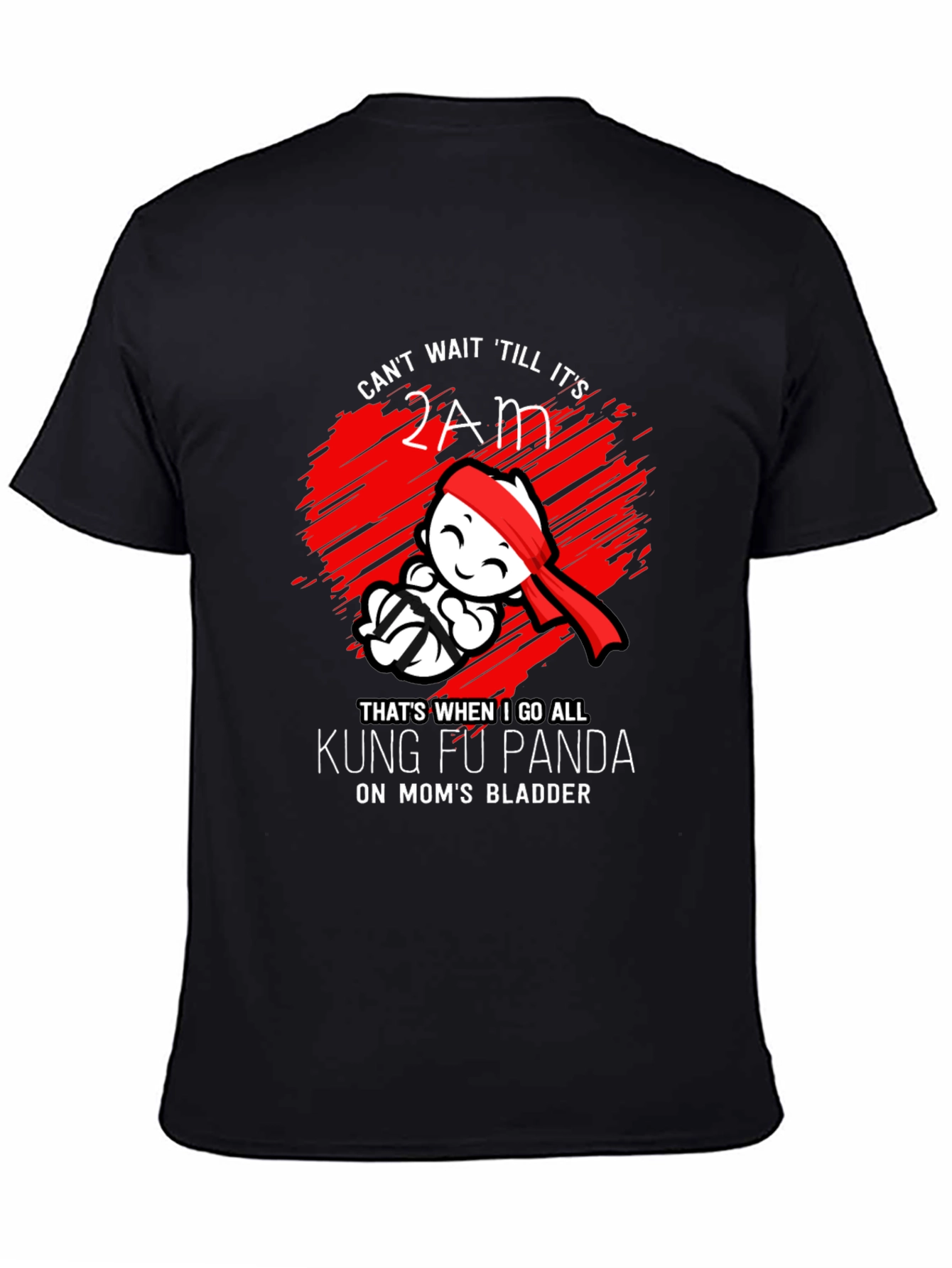Black Kung Fu Panda Mom's Bladder Funny T-Shirt view 4