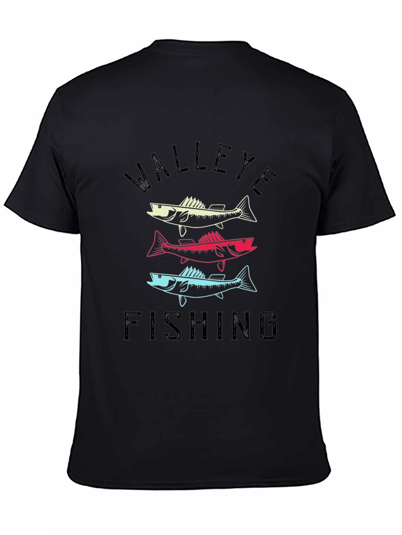 Black Walleye Fishing T-Shirt - Cool Graphic Design view 4
